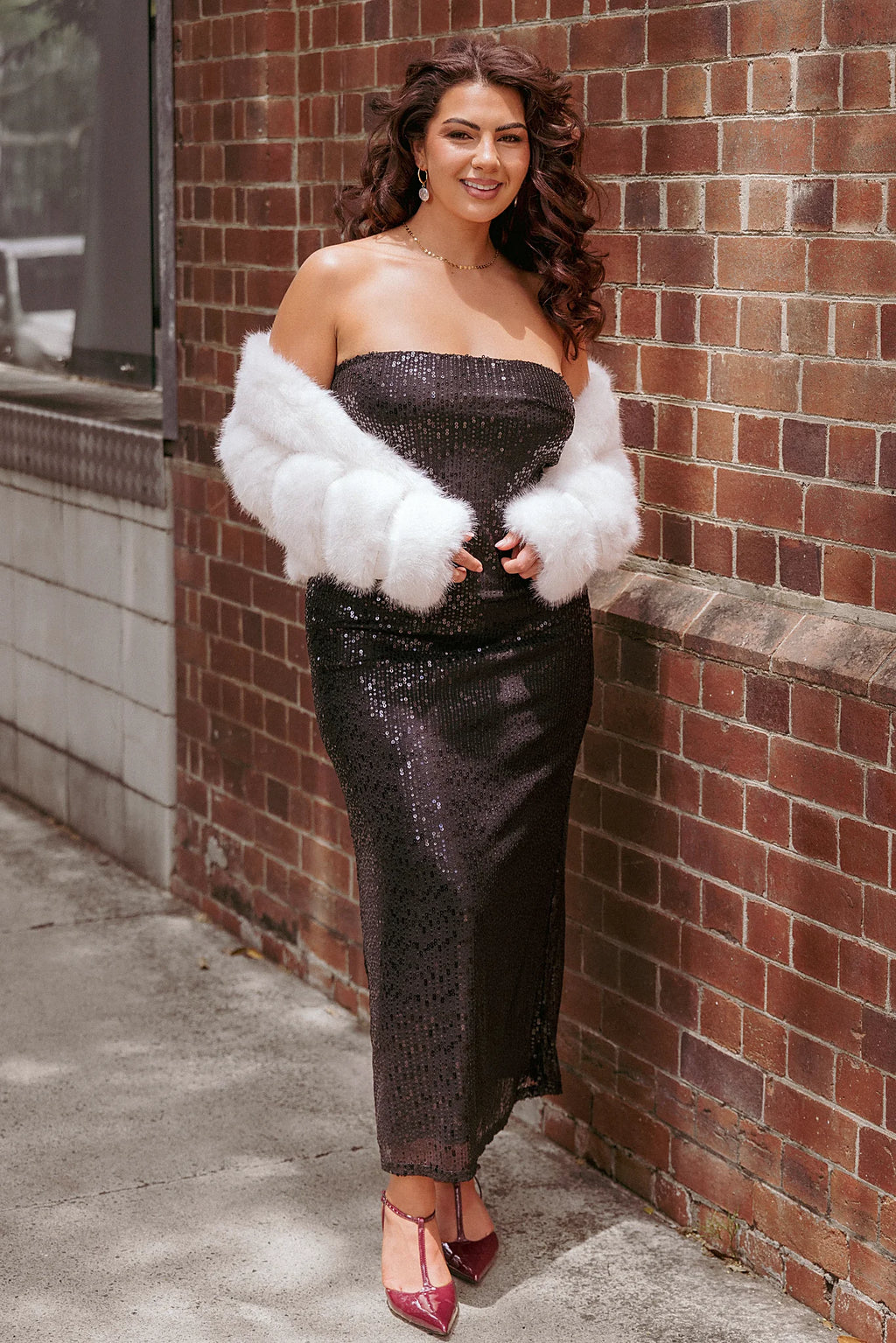 Agnes Strapless Sequin Maxi Dress - Black