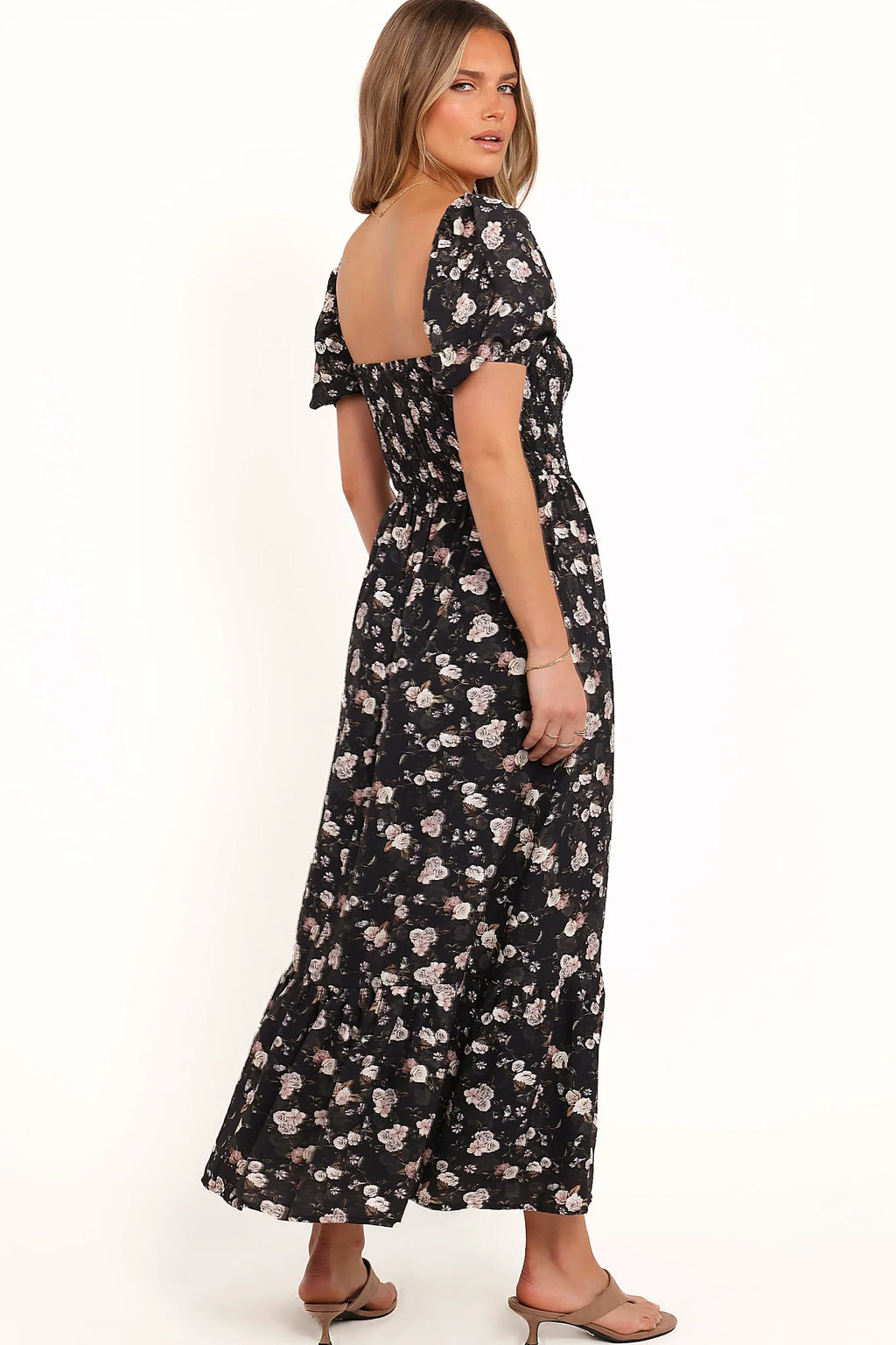 Cecelia Puff Sleeve Maxi Dress - Black Floral