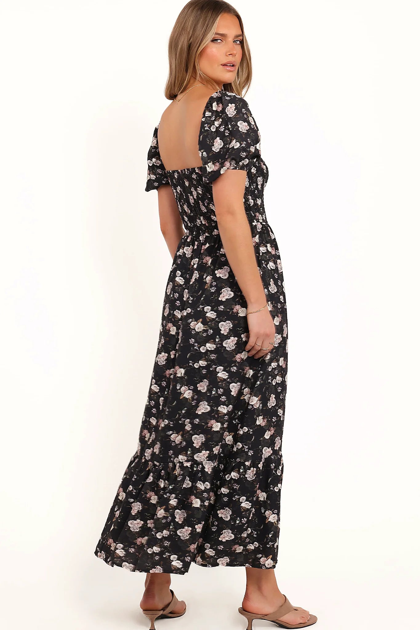 Cecelia Puff Sleeve Maxi Dress - Black Floral