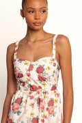 Rose floral sweetheart maxi dress from the front