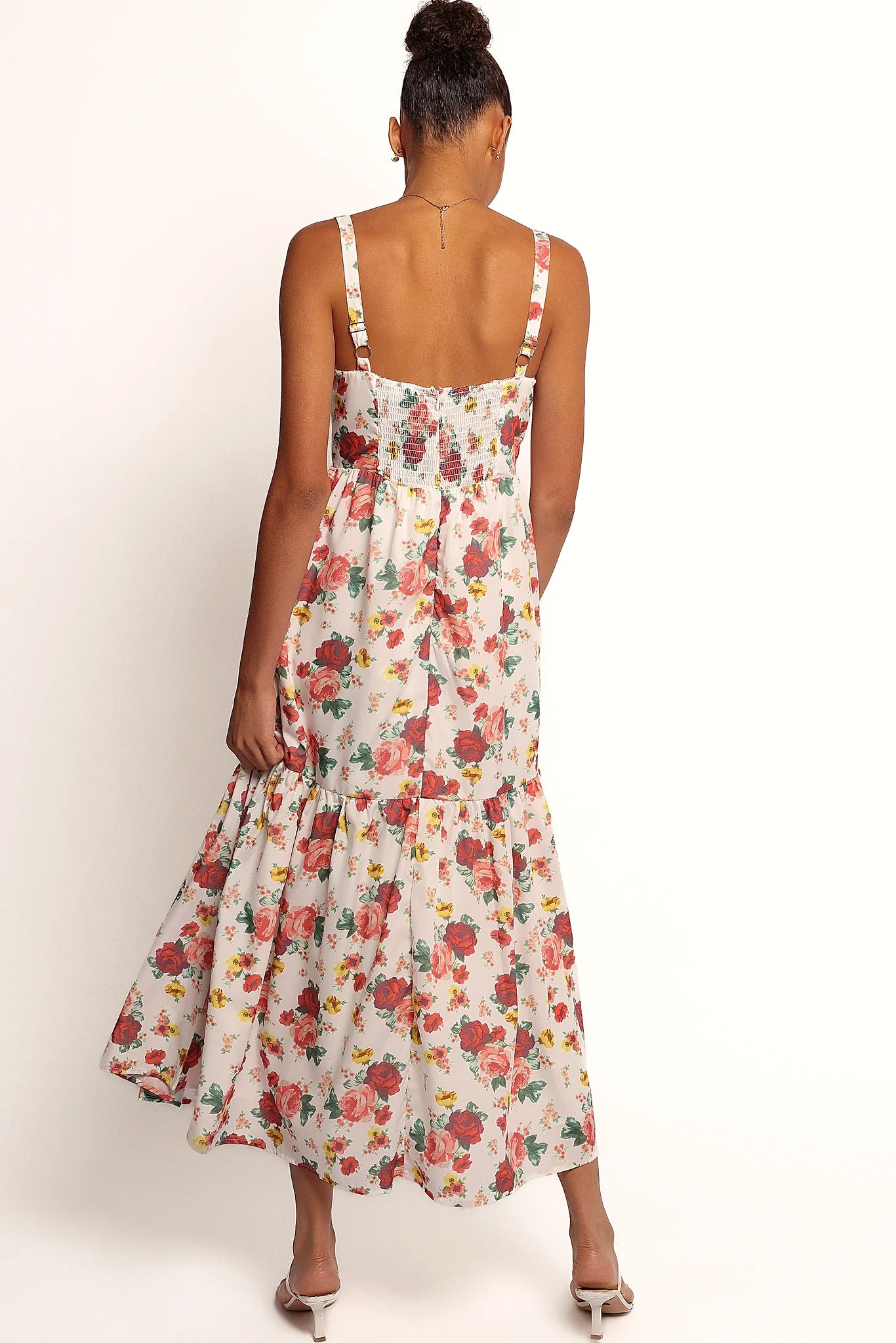 Rose floral print running the length of the maxi
