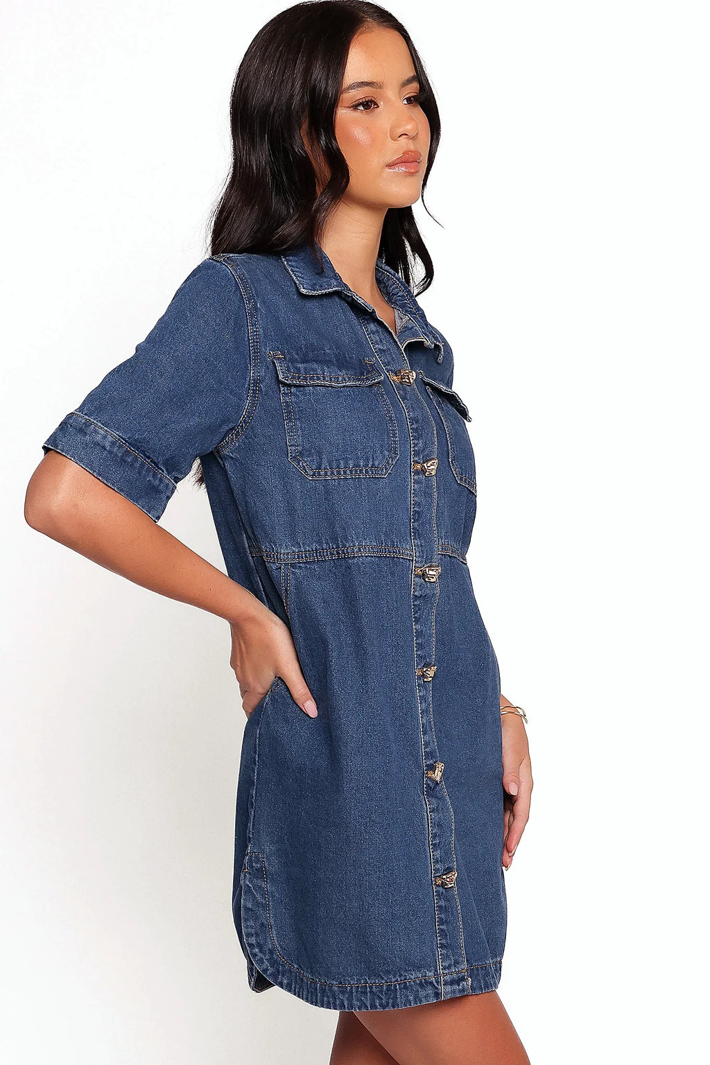 Fleming Shirt Mini Dress - Denim