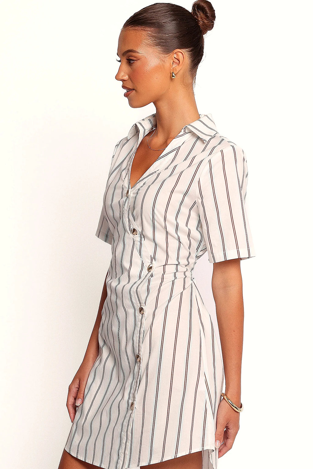 Blue pinstripe running through the cotton fabric