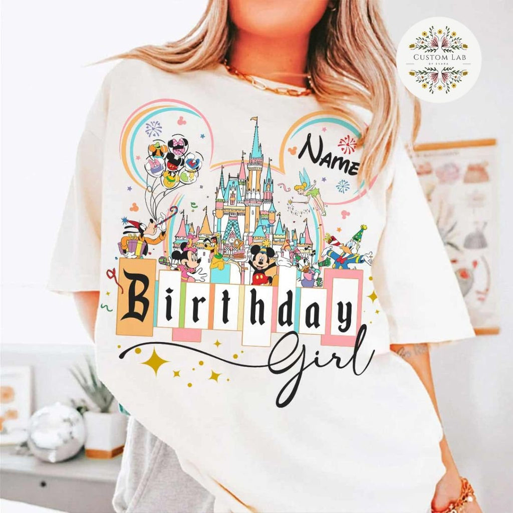 Personalized Mickey Character Castle Birthday Squad Shirt