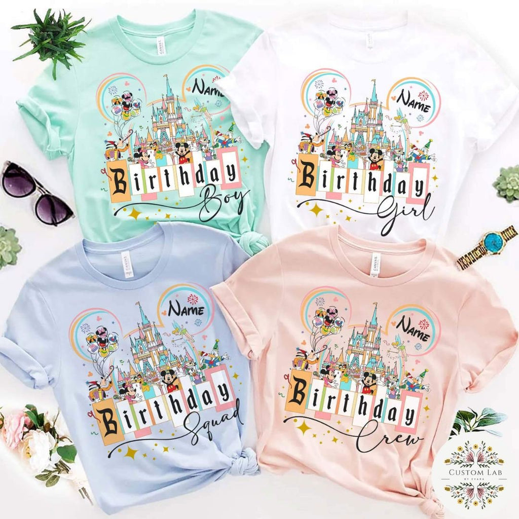 Personalized Mickey Character Castle Birthday Squad Shirt