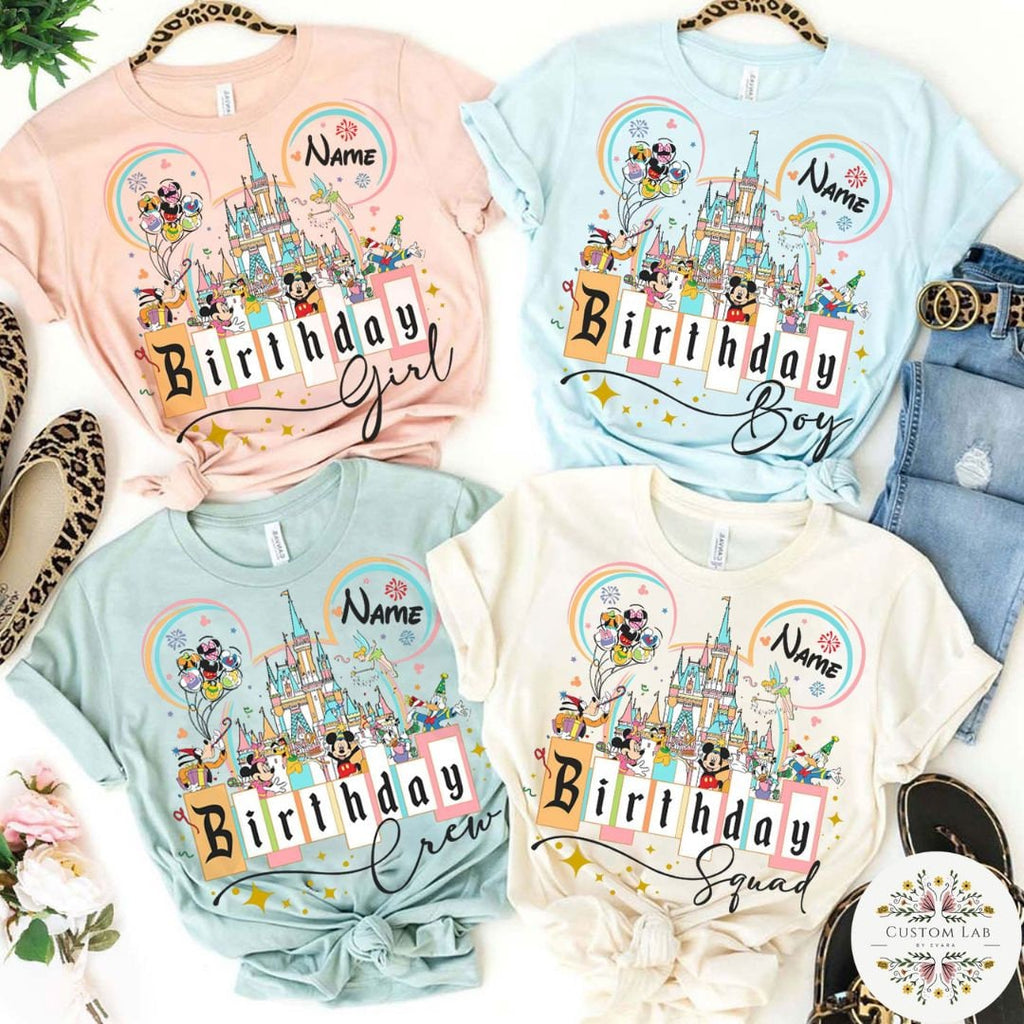 Personalized Mickey Character Castle Birthday Squad Shirt