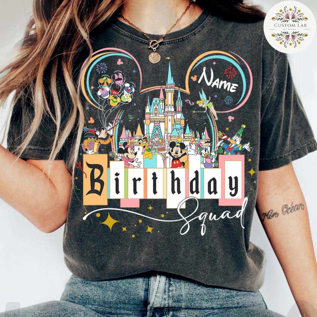 Personalized Mickey Character Castle Birthday Squad Shirt