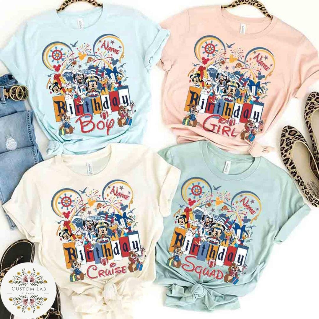 Personalized Mickey Fireworks Cruise Birthday Family Roles Shirt