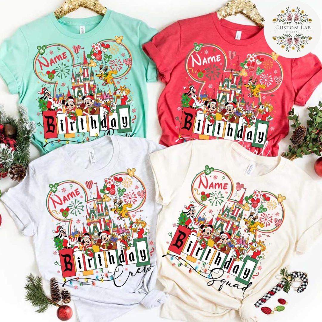 Personalized Mickey Christmas Birthday Celebration Shirt
