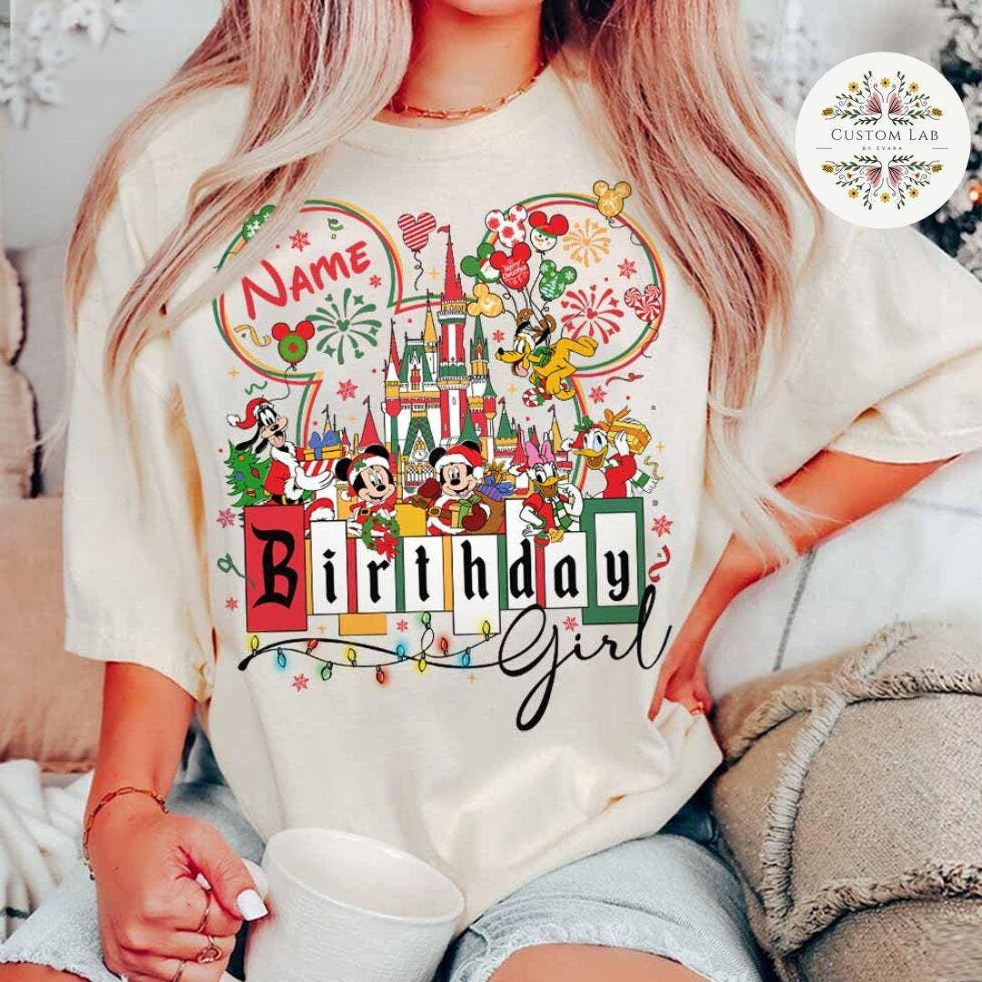 Personalized Mickey Christmas Birthday Celebration Shirt