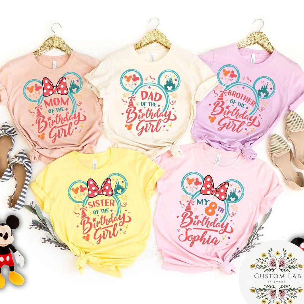 Personalized Mickey Pastel Birthday Family Roles Shirt