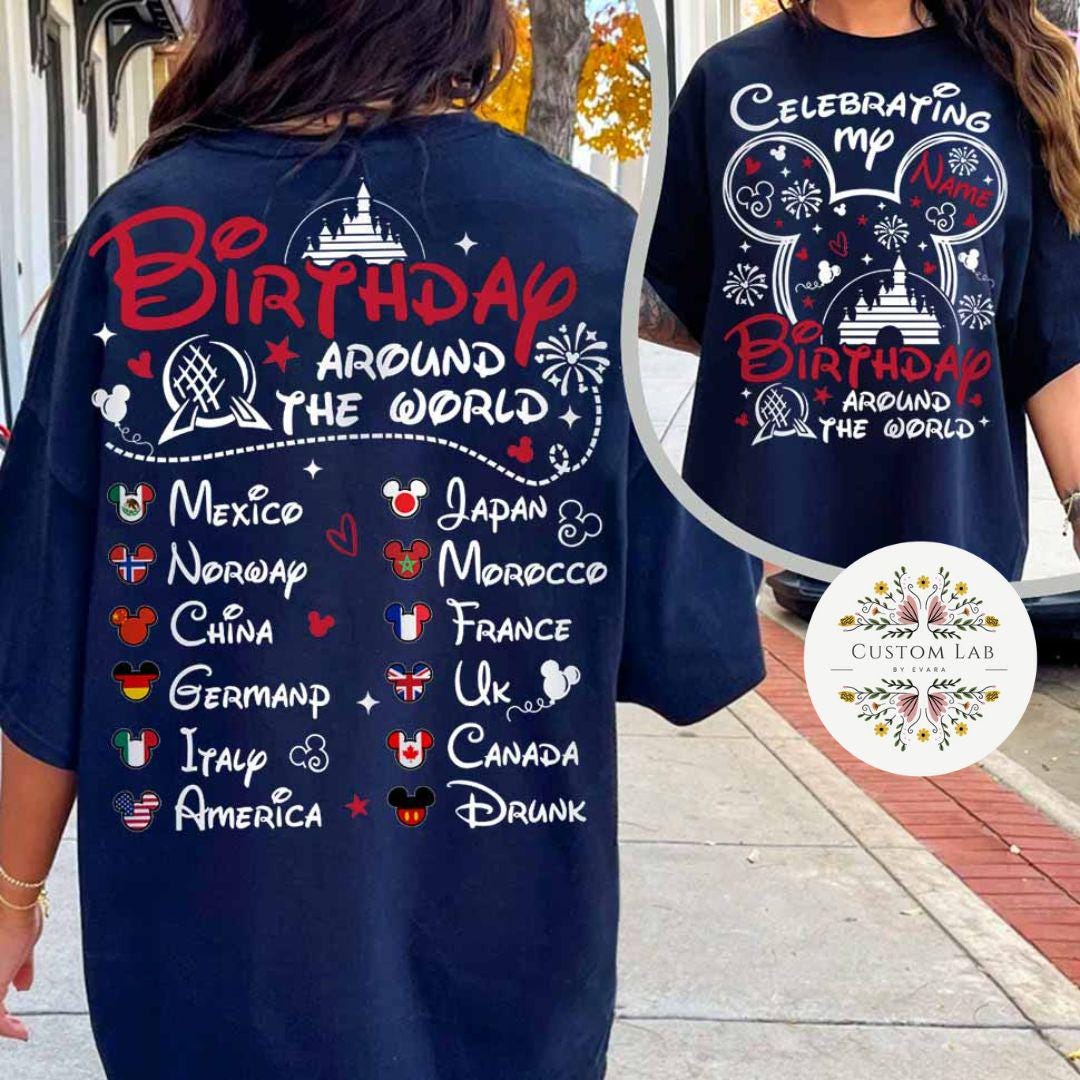 Personalized Mickey Epcot Birthday World Tour Shirt