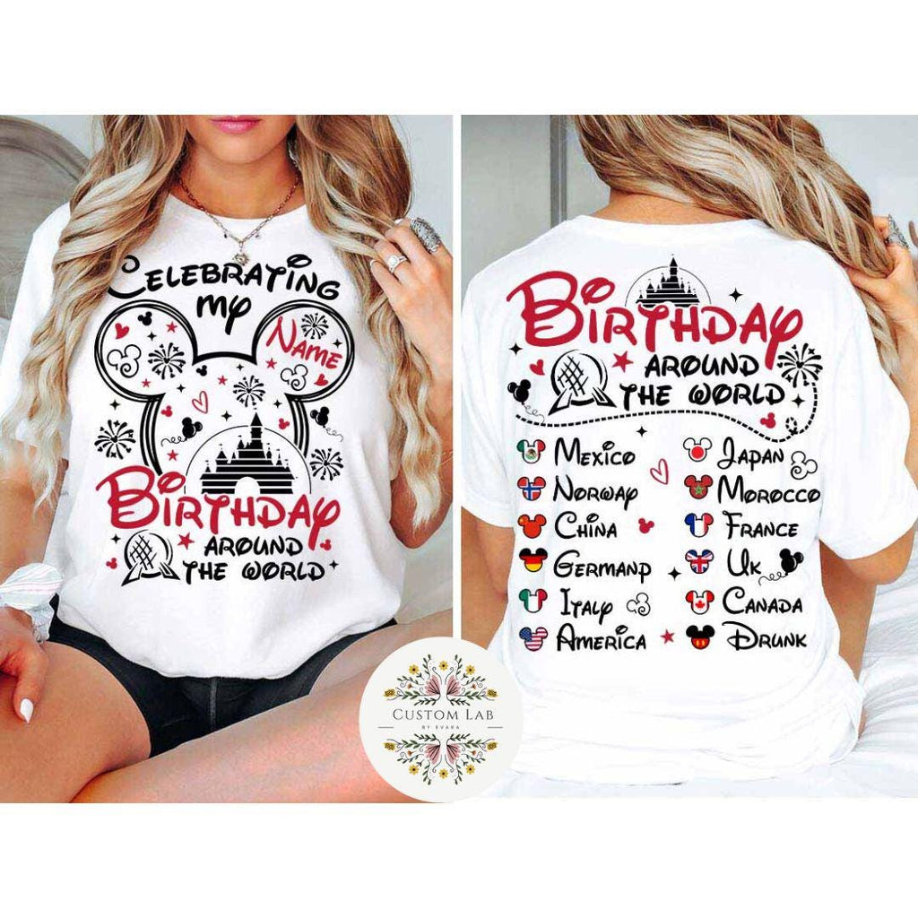 Personalized Mickey Epcot Birthday World Tour Shirt