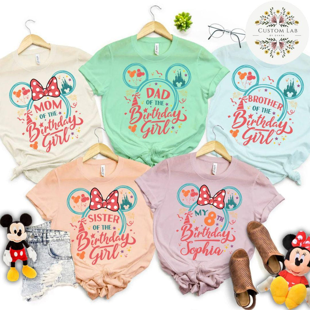 Personalized Mickey Pastel Birthday Family Roles Shirt