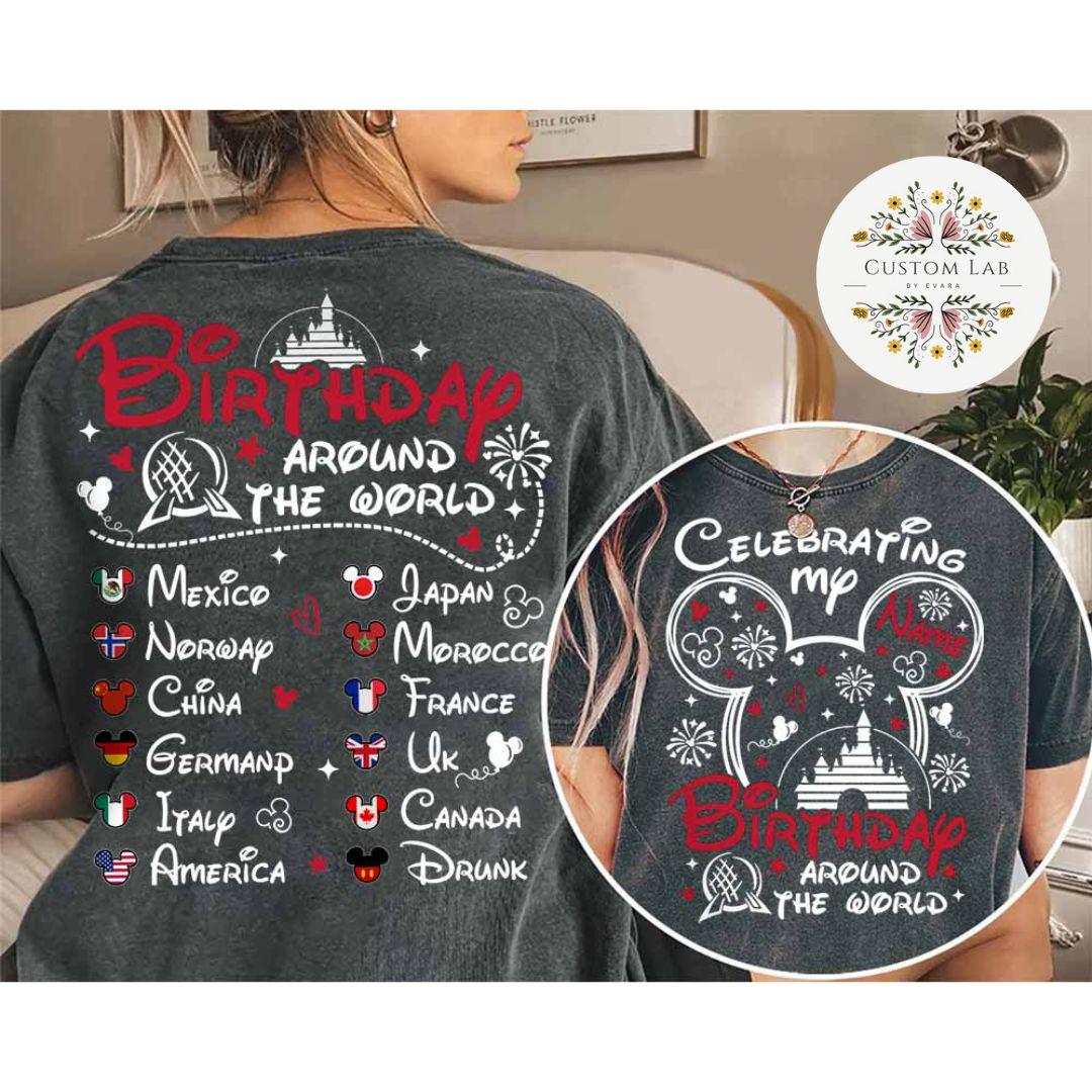 Personalized Mickey Epcot Birthday World Tour Shirt
