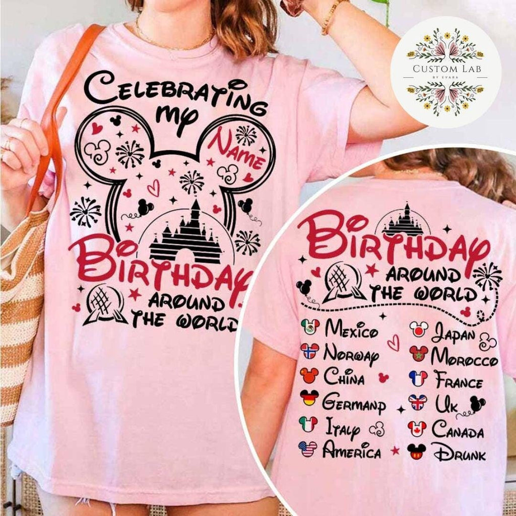 Personalized Mickey Epcot Birthday World Tour Shirt