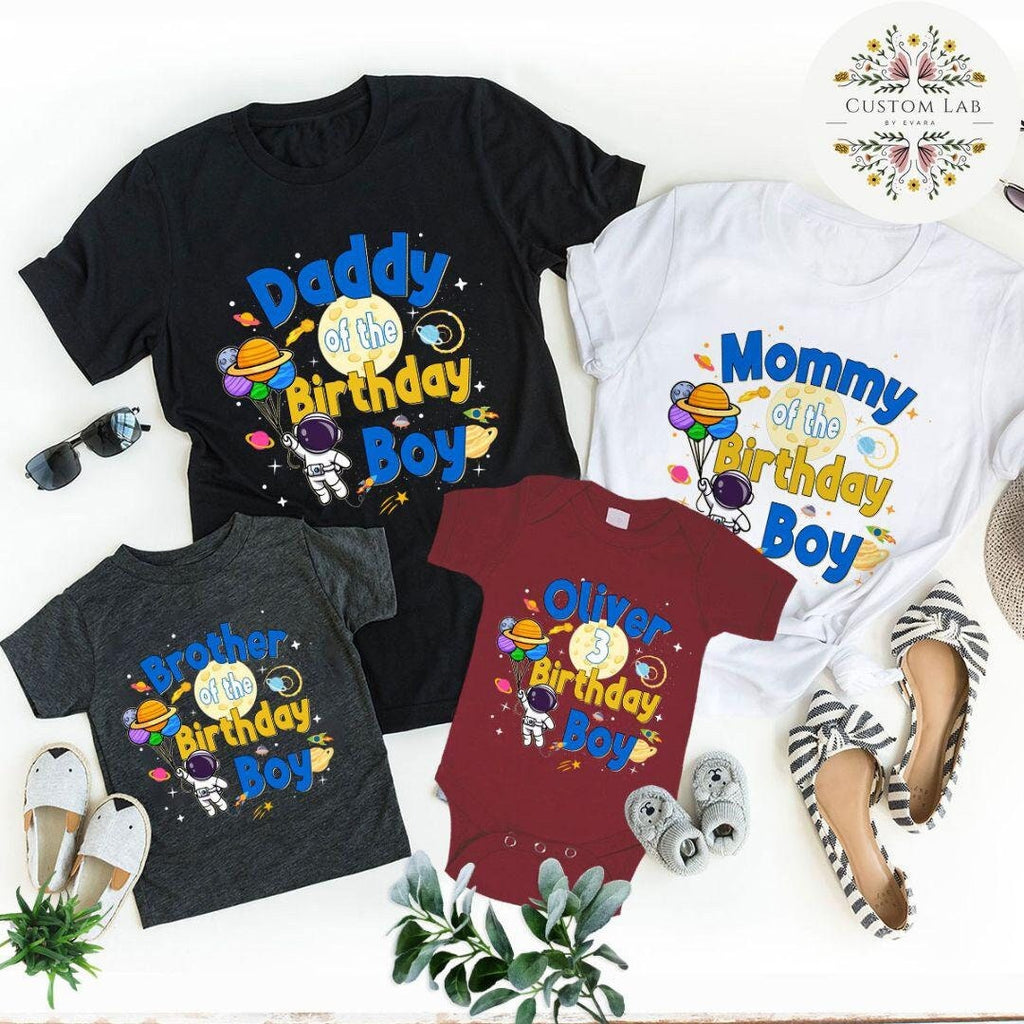 Personalized Astronaut Space Birthday Family Crew Shirt