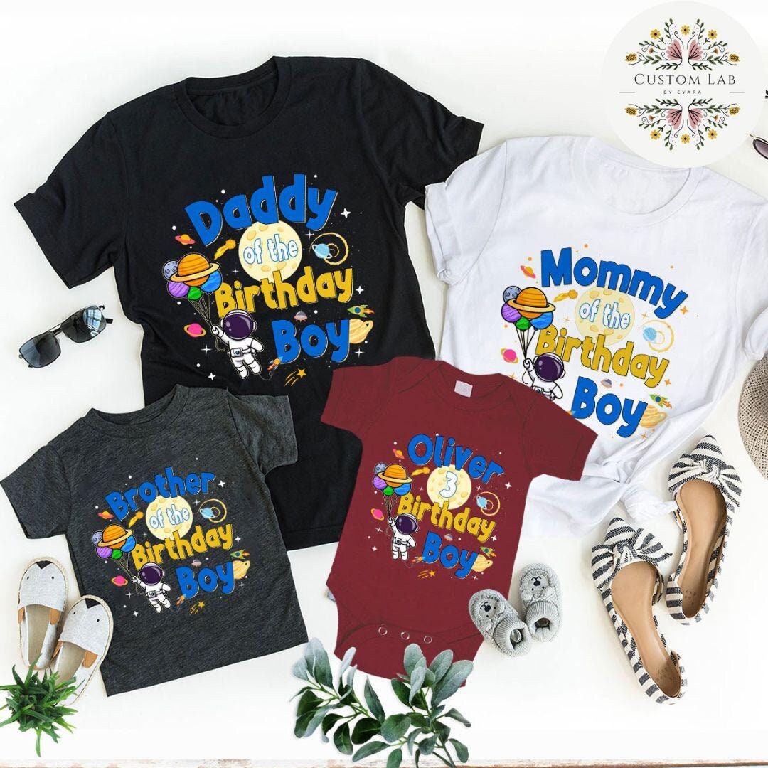 Personalized Astronaut Space Birthday Family Crew Shirt