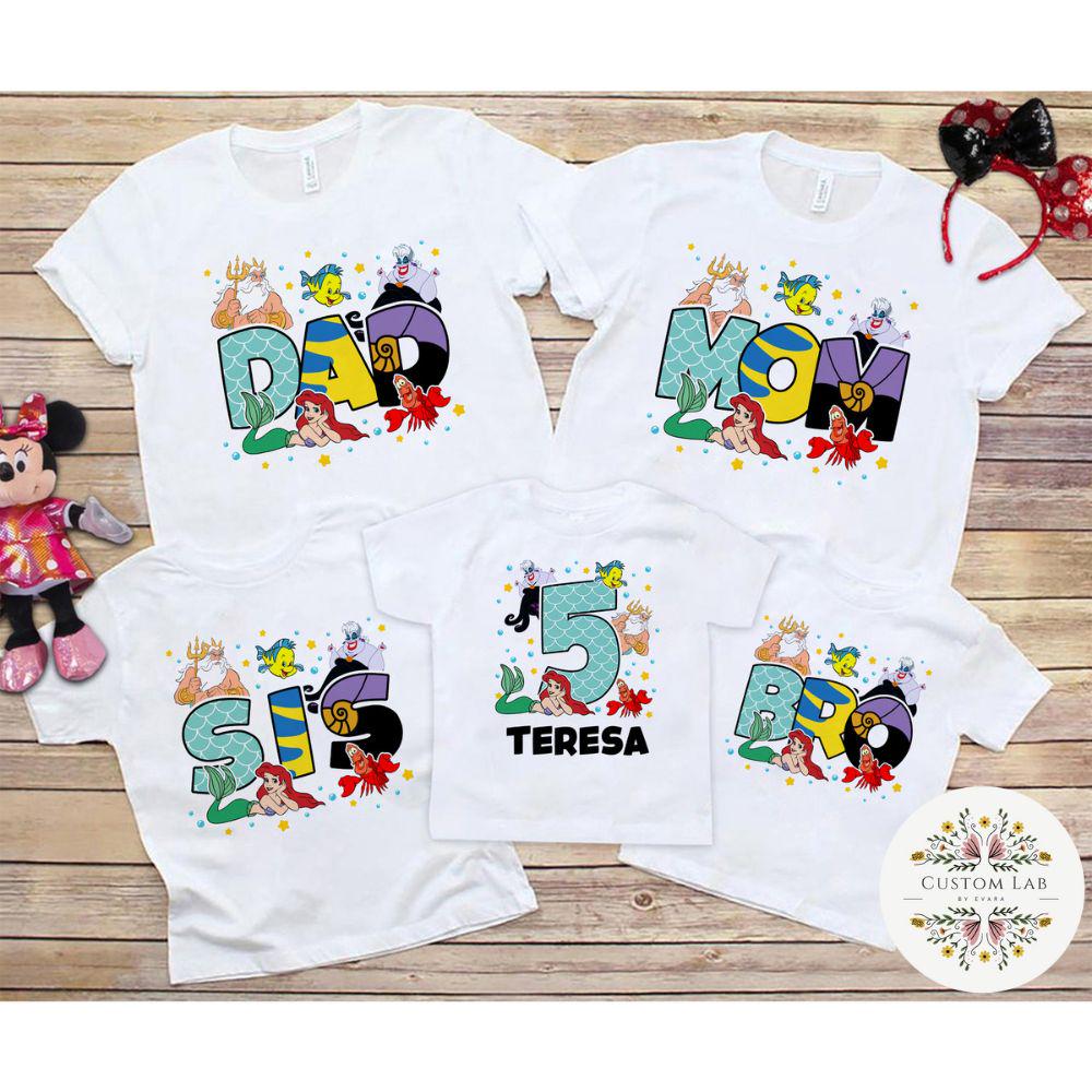 Personalized Ariel Undersea Birthday Family Party Shirt