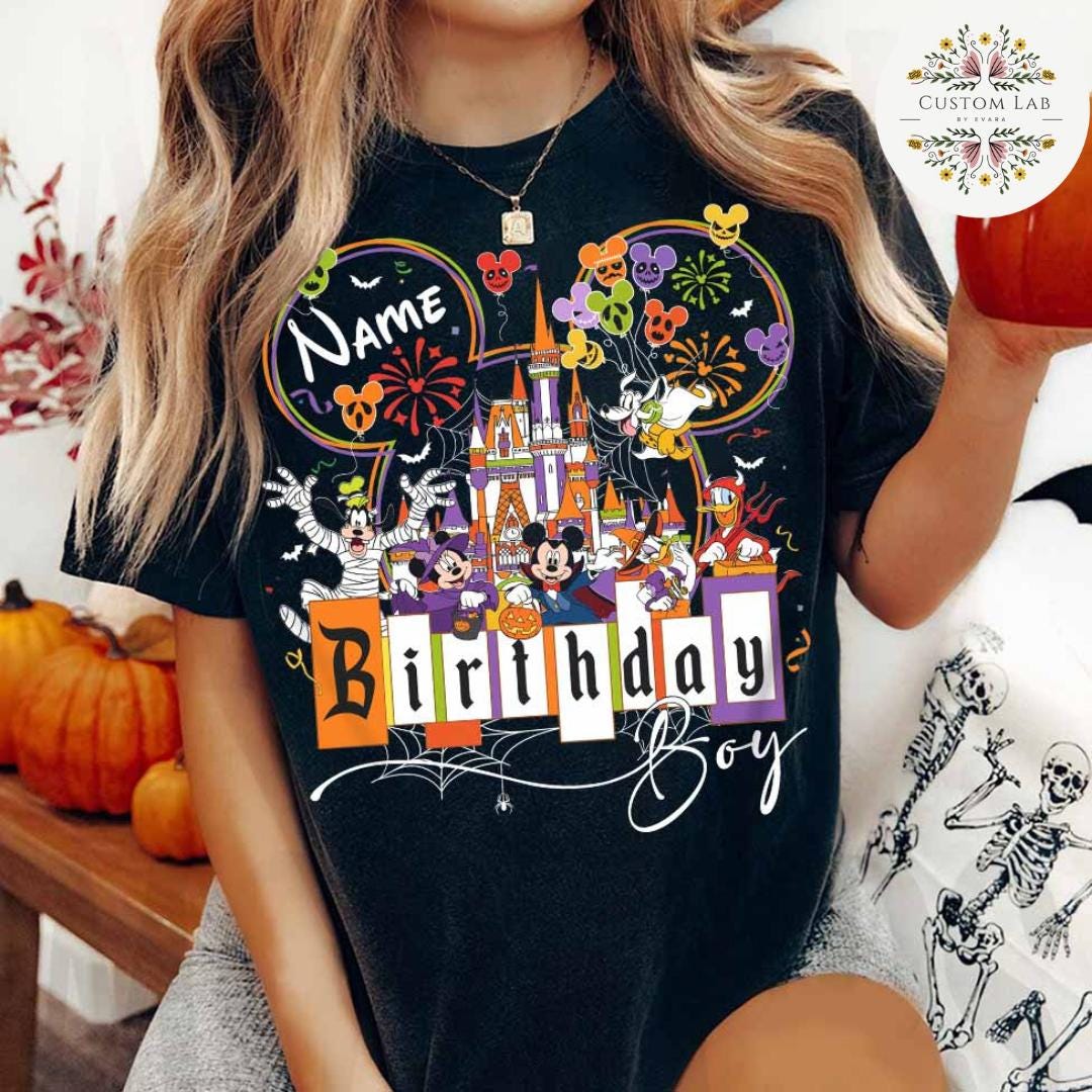 Personalized Mickey Halloween Castle Birthday Crew Shirt