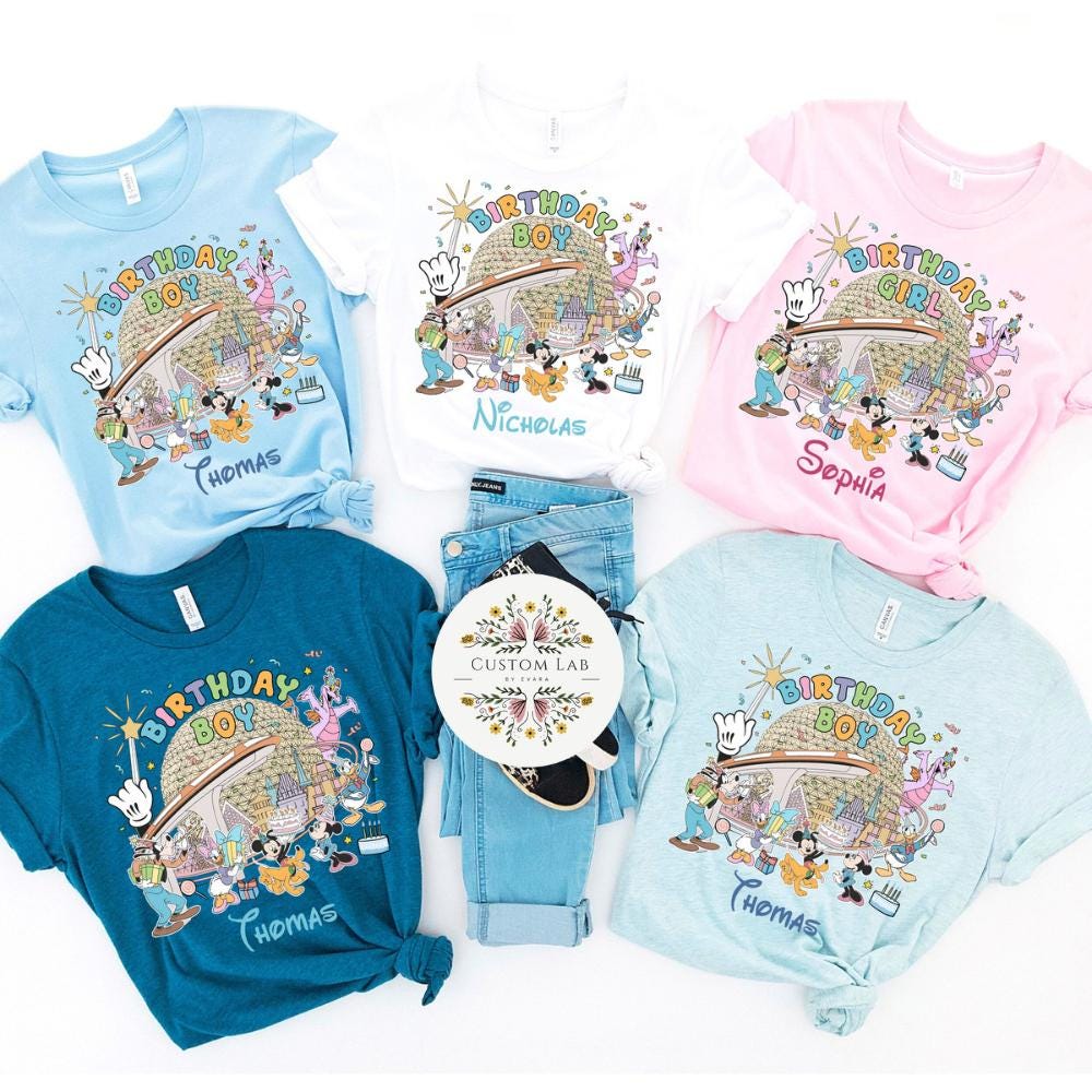Personalized Mickey Epcot Birthday Family Crew Shirt