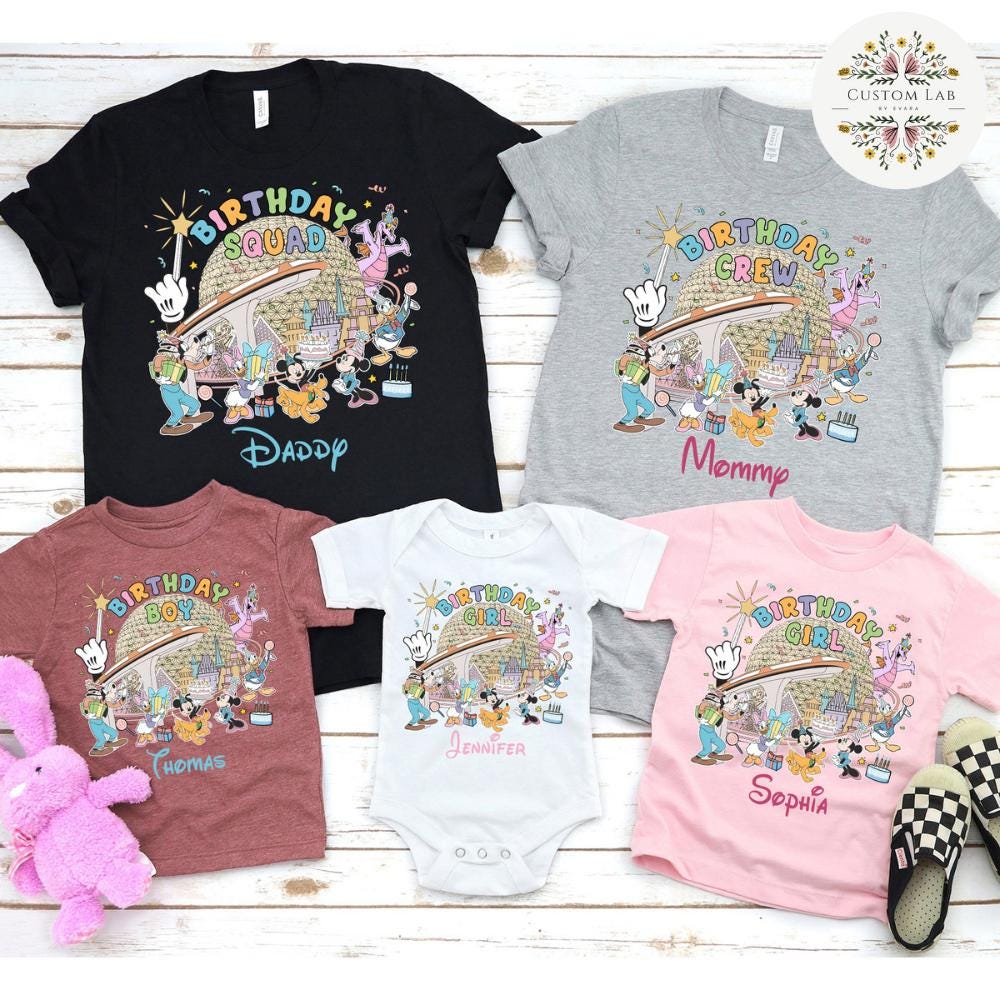 Personalized Mickey Epcot Birthday Family Crew Shirt