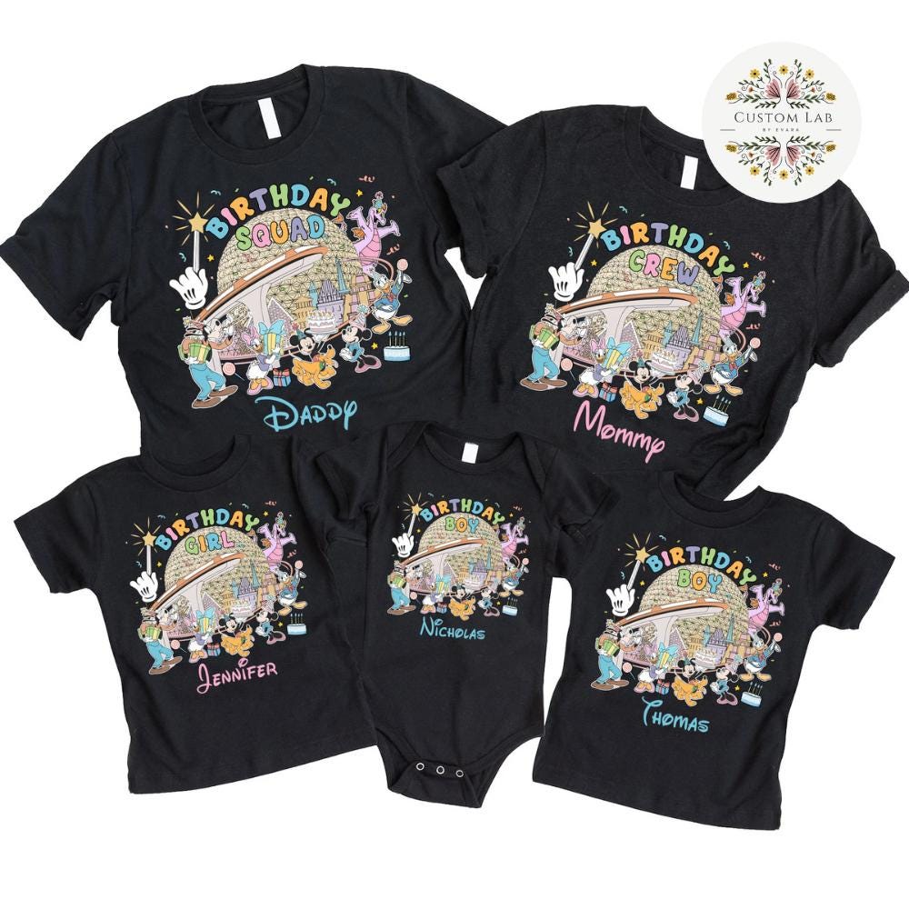 Personalized Mickey Epcot Birthday Family Crew Shirt