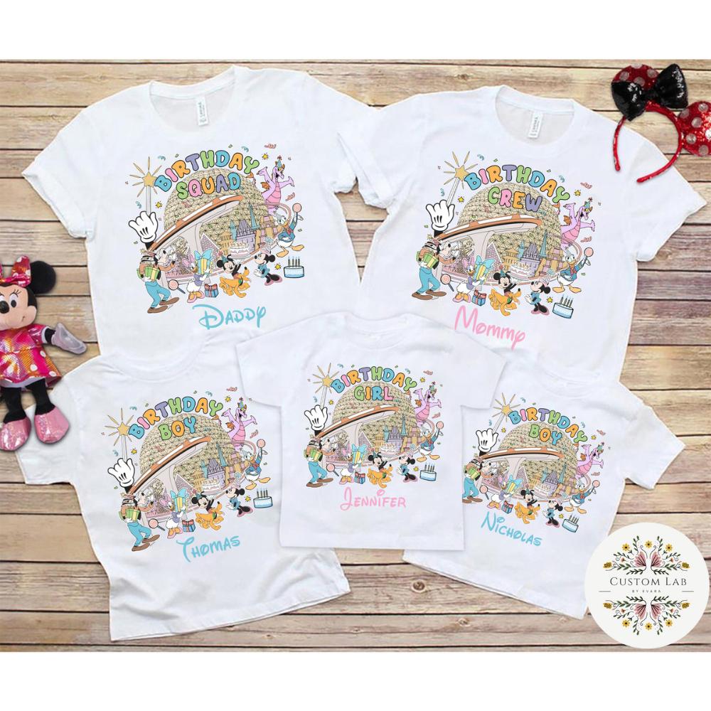 Personalized Mickey Epcot Birthday Family Crew Shirt