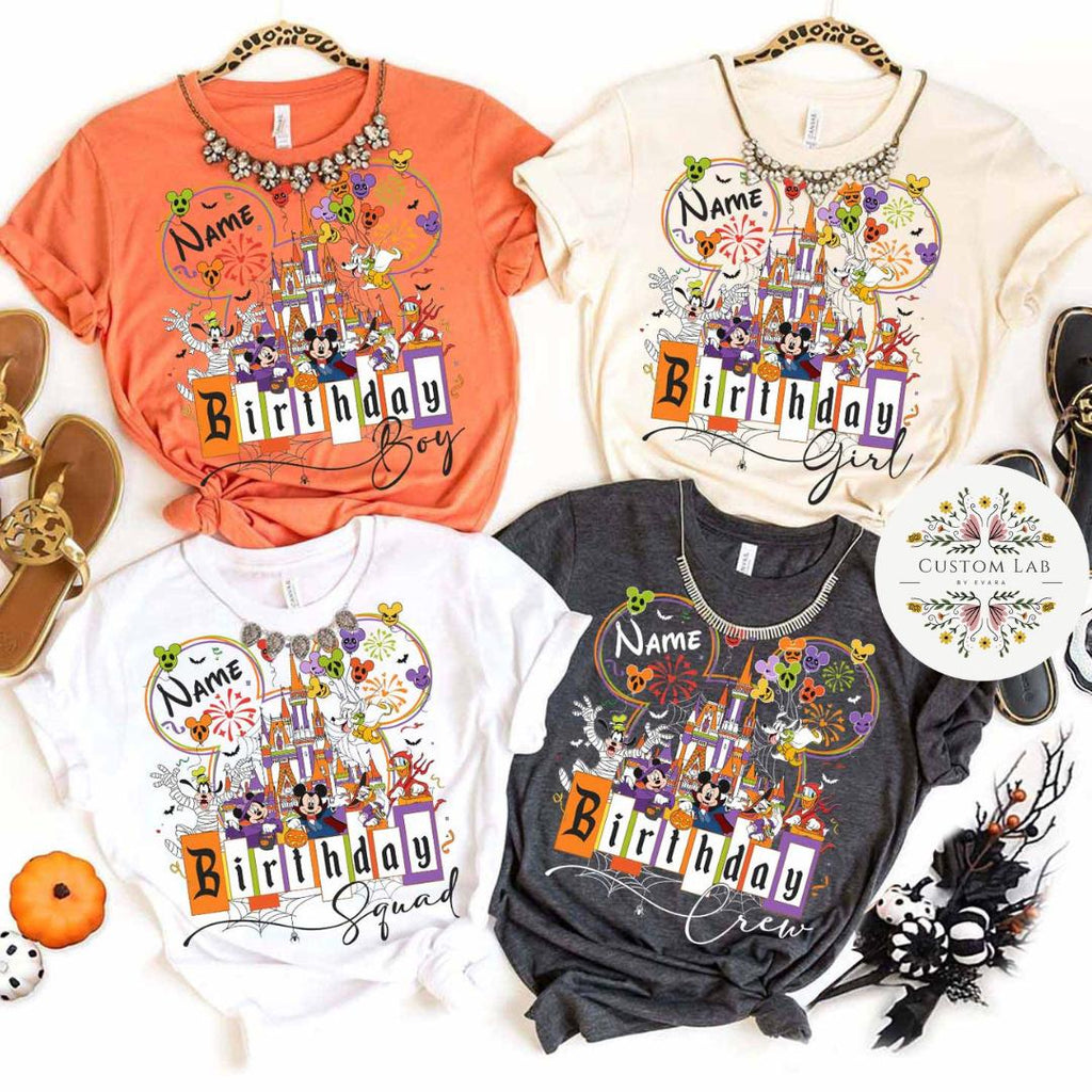 Personalized Mickey Halloween Castle Birthday Crew Shirt