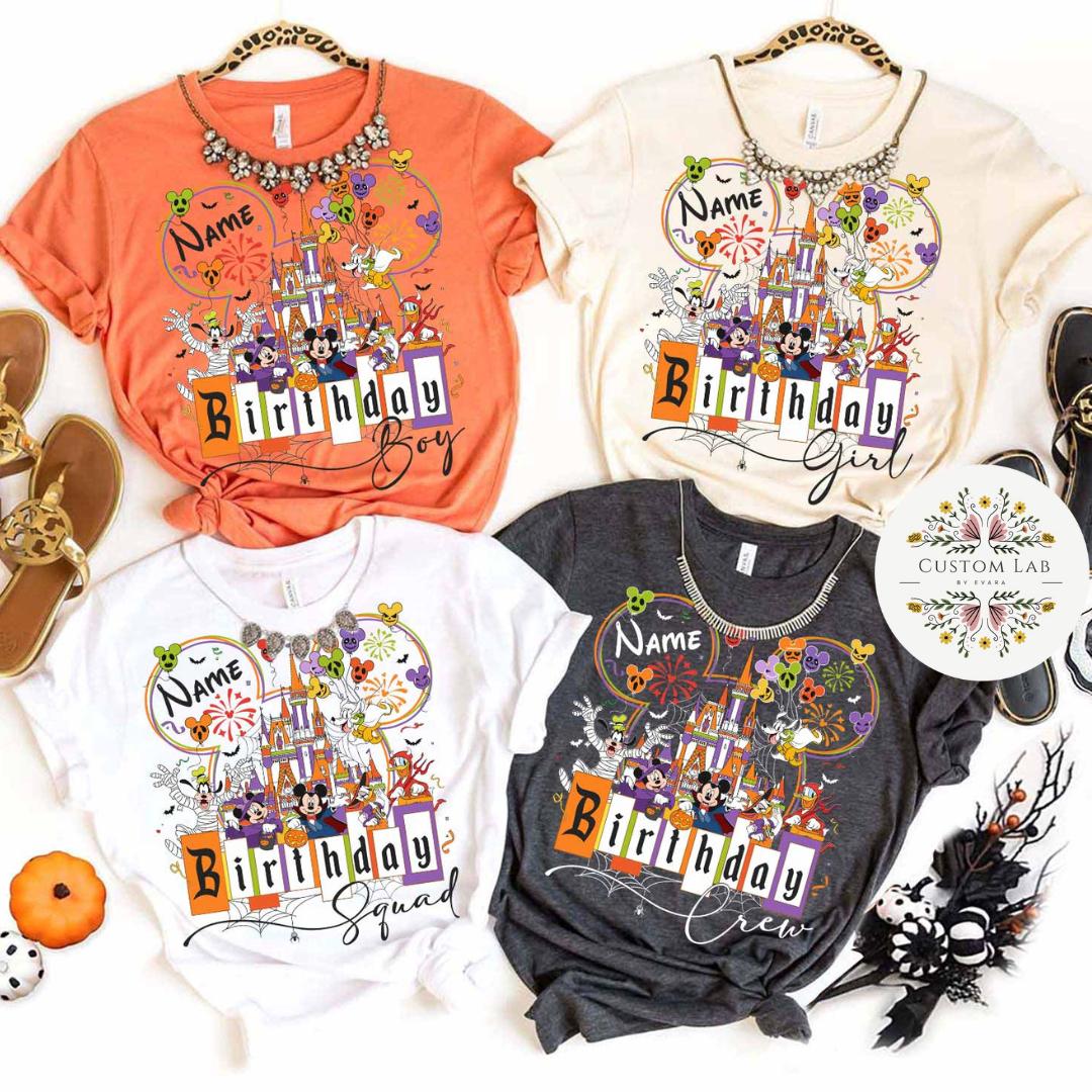 Personalized Mickey Halloween Castle Birthday Crew Shirt