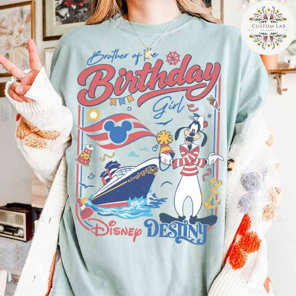 Personalized Mickey Captain Birthday Cruise Waves Shirt