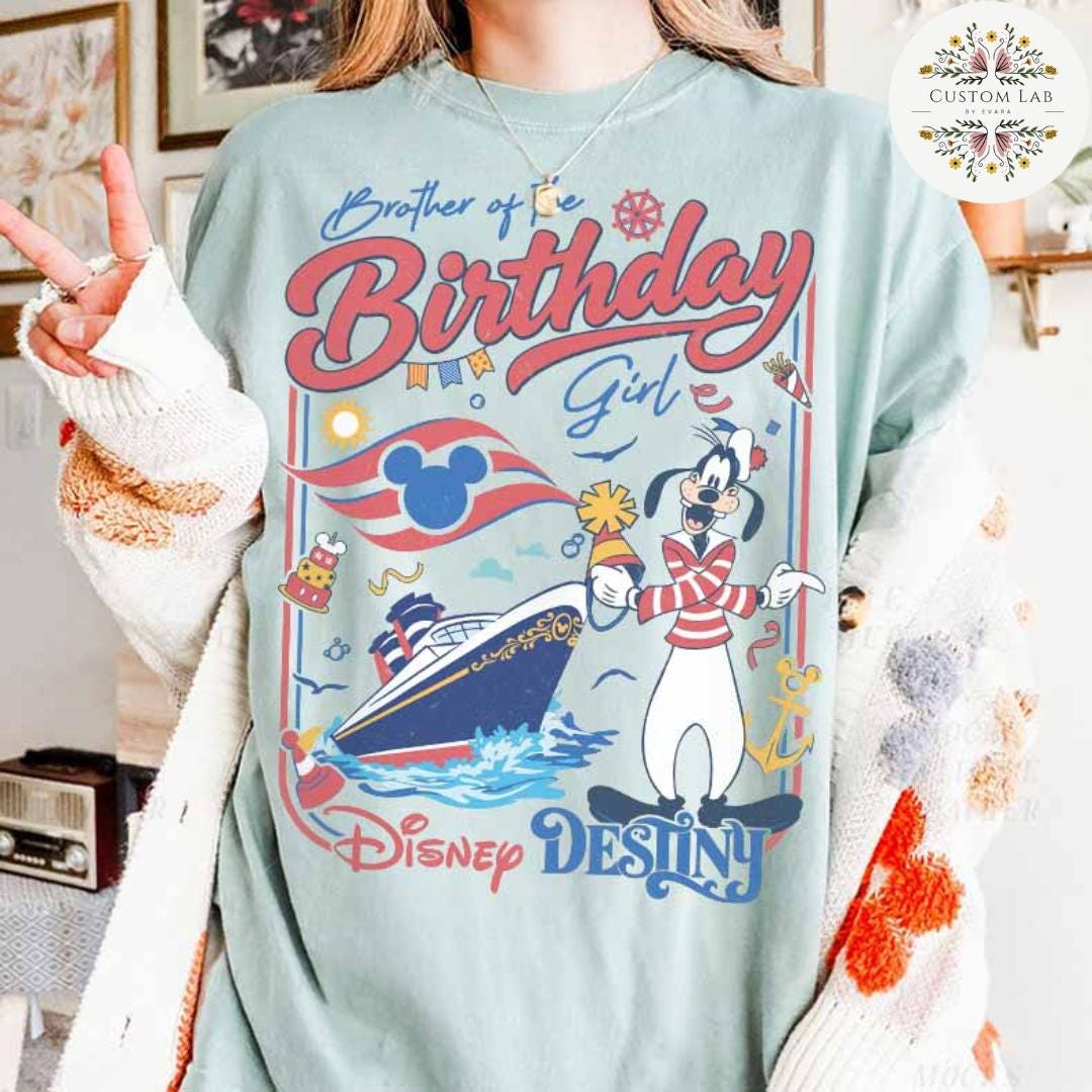 Personalized Mickey Captain Birthday Cruise Waves Shirt