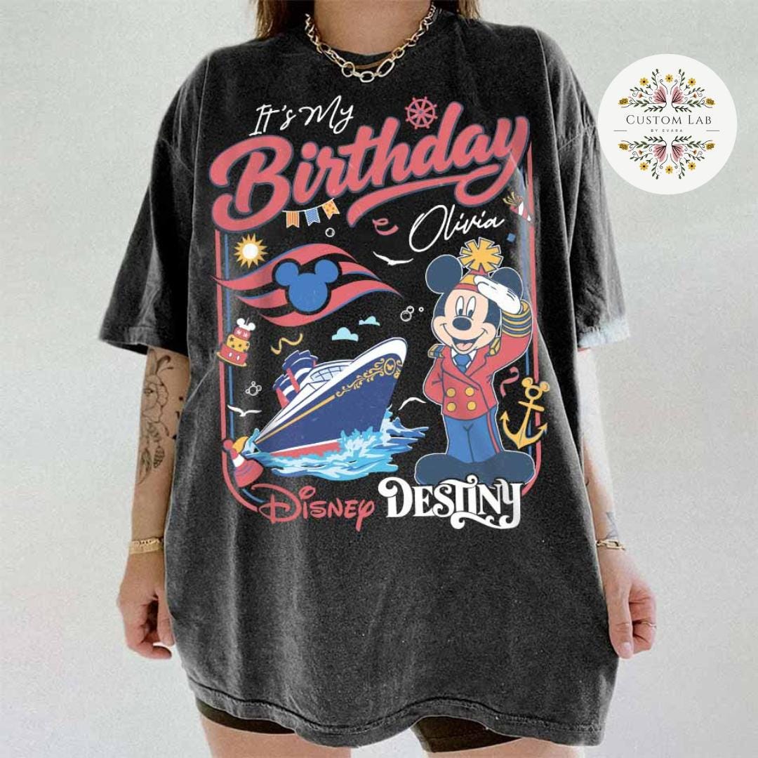 Personalized Mickey Captain Birthday Cruise Waves Shirt