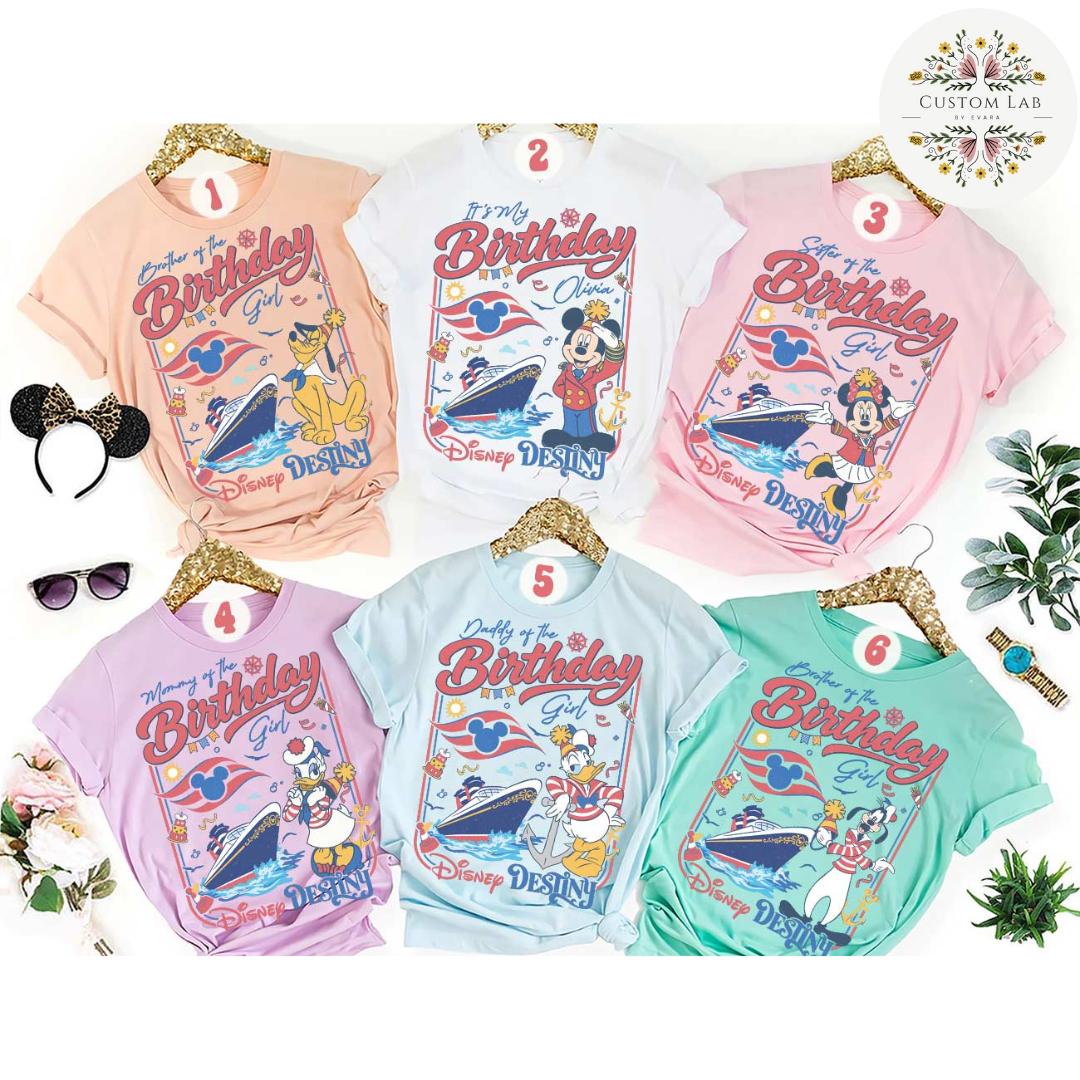 Personalized Mickey Captain Birthday Cruise Waves Shirt
