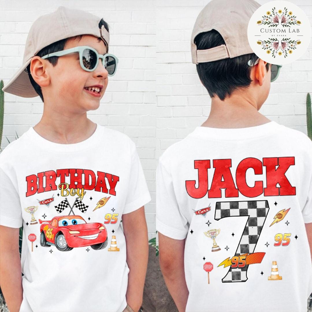 Personalized Cars Two Sided Racing Name Design Shirt