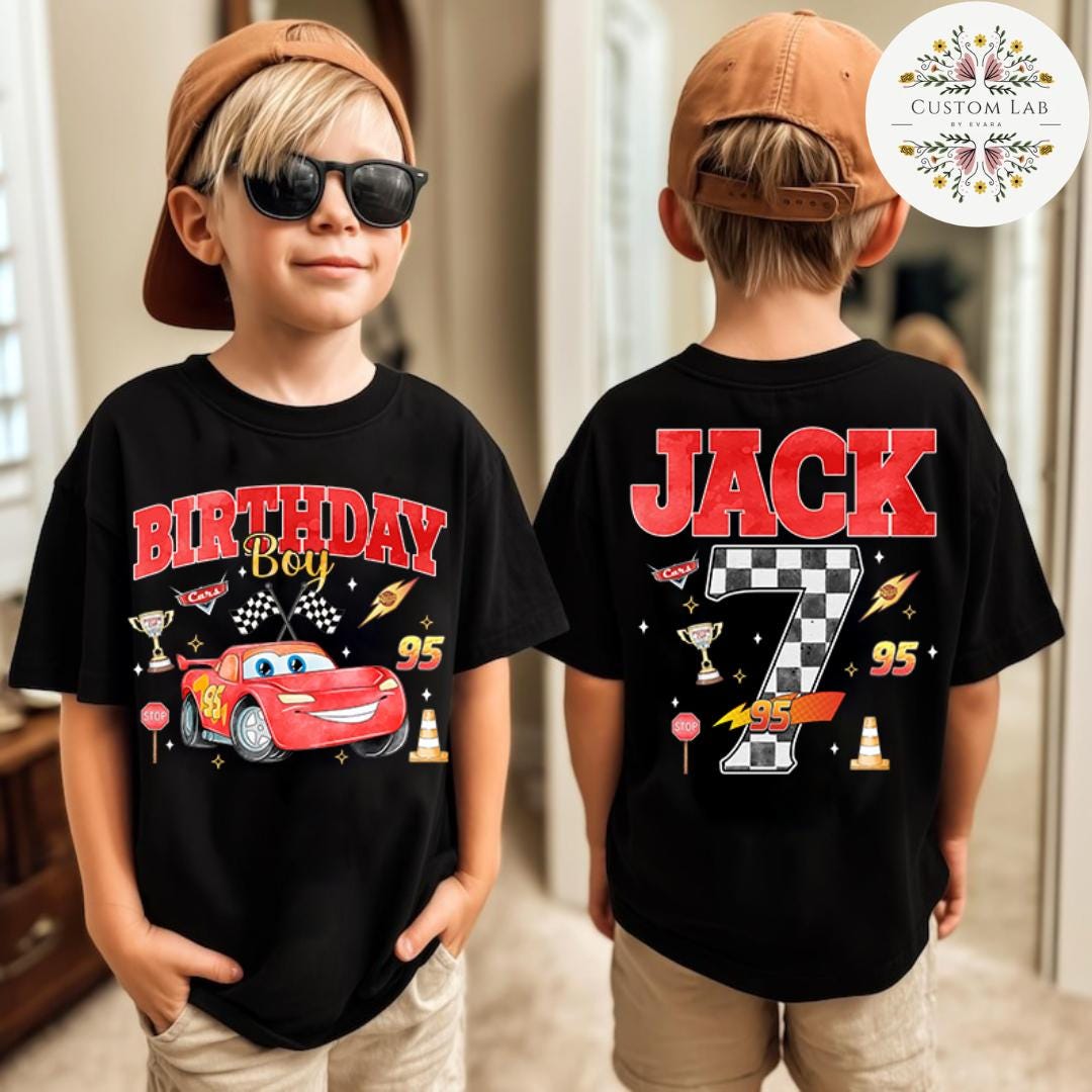 Personalized Cars Two Sided Racing Name Design Shirt