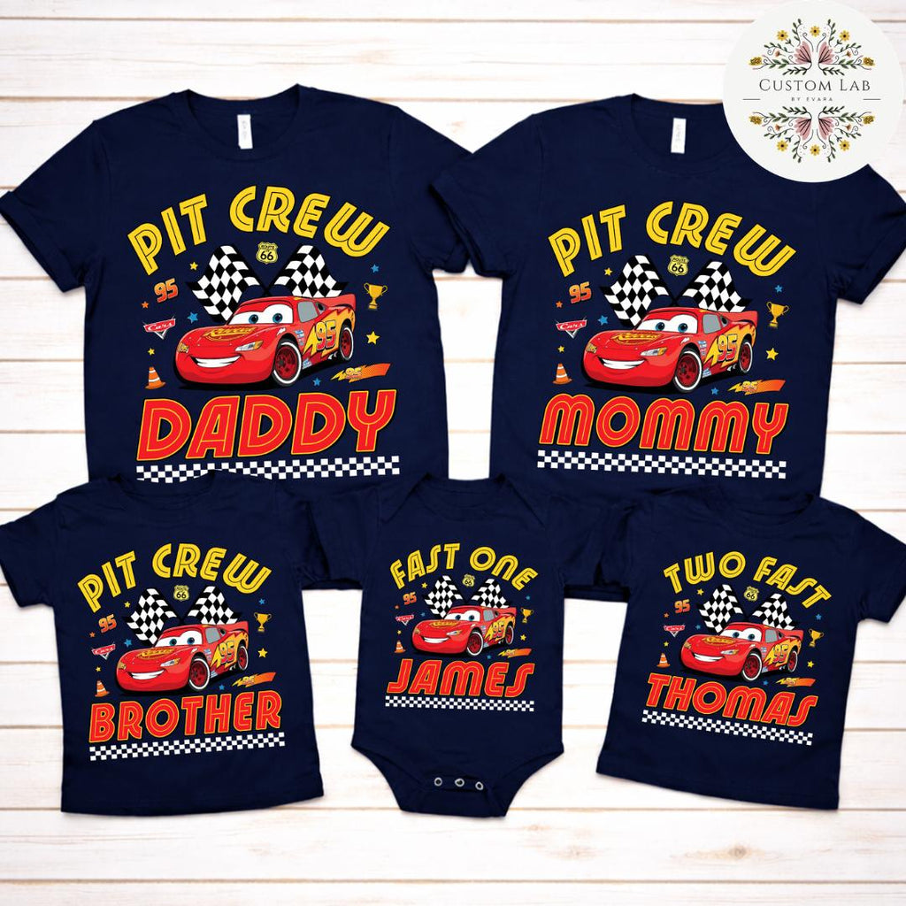 Personalized Cars Racing Birthday Family Pit Crew Shirt