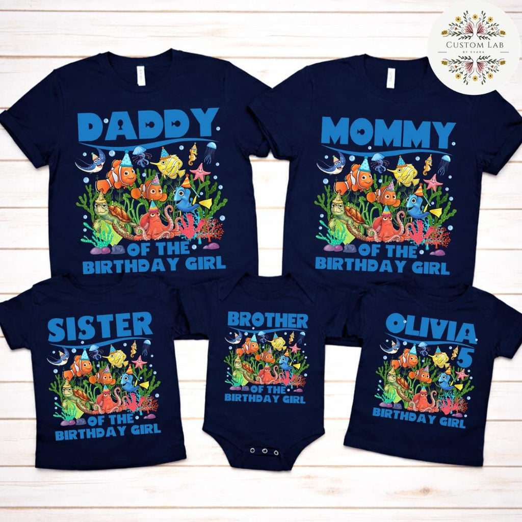 Personalized Finding Nemo Ocean Birthday Family Roles Shirt
