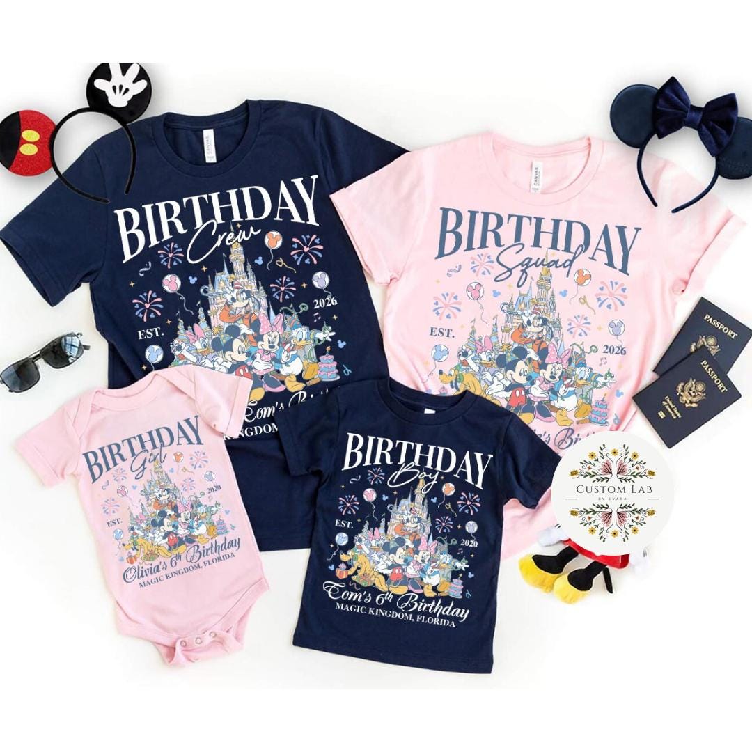 Personalized Mickey Castle Birthday Family Crest Shirt