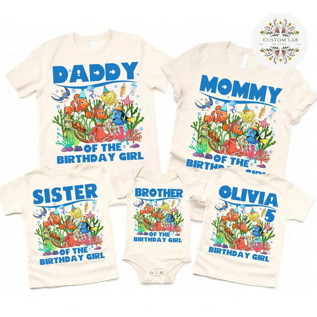 Personalized Finding Nemo Ocean Birthday Family Roles Shirt