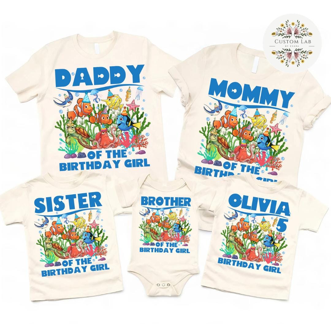 Personalized Finding Nemo Ocean Birthday Family Roles Shirt