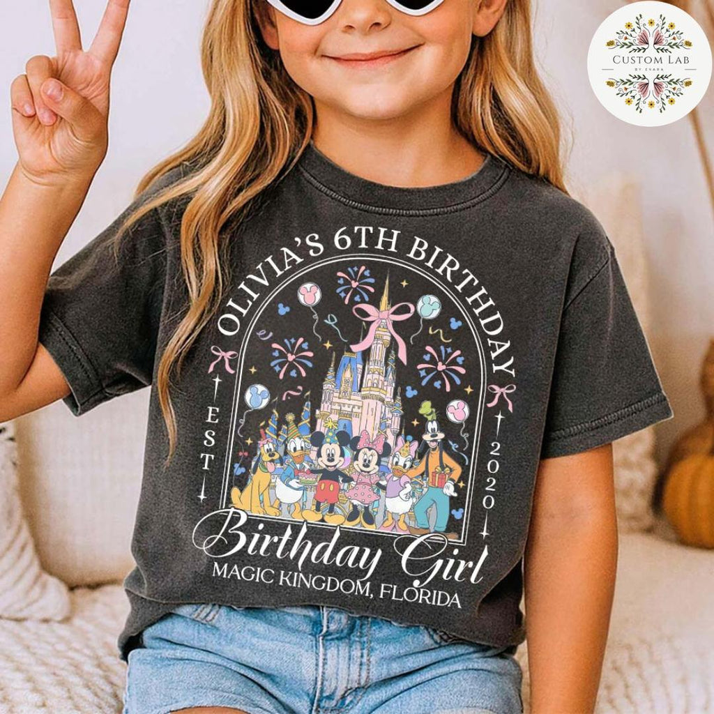 Personalized Mickey Coquette Castle Birthday Circle Shirt