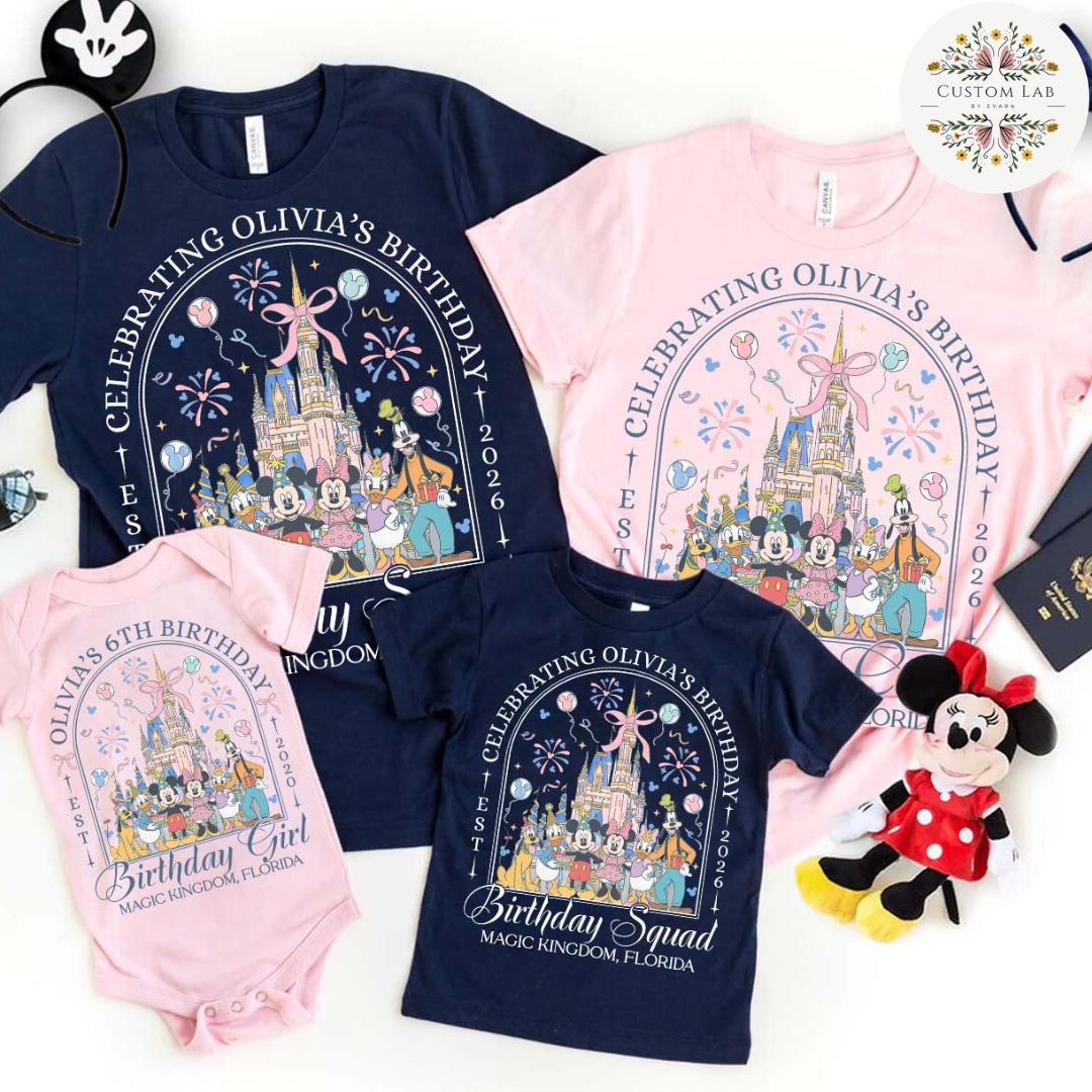 Personalized Mickey Coquette Castle Birthday Circle Shirt