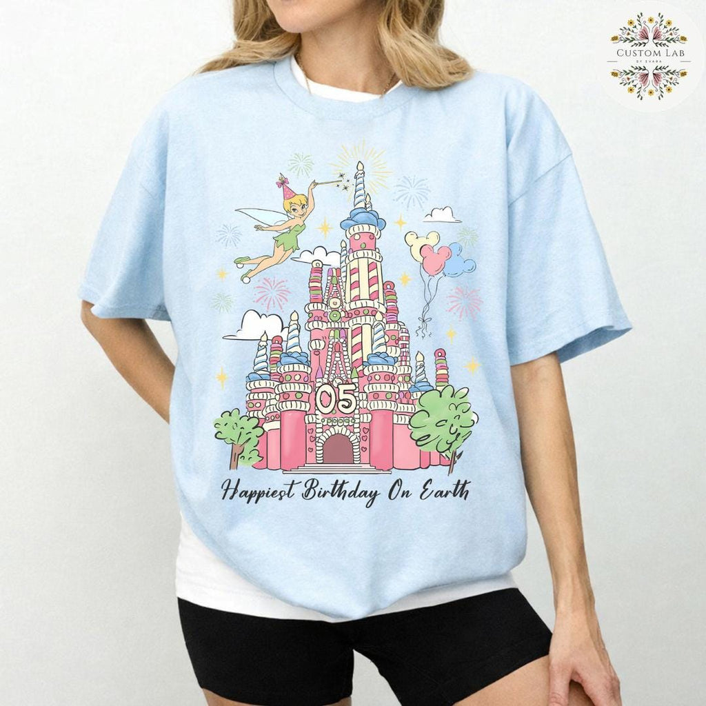 Personalized Mickey Pink Castle Fireworks Birthday Shirt