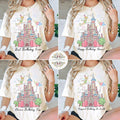 Personalized Mickey Pink Castle Fireworks Birthday Shirt