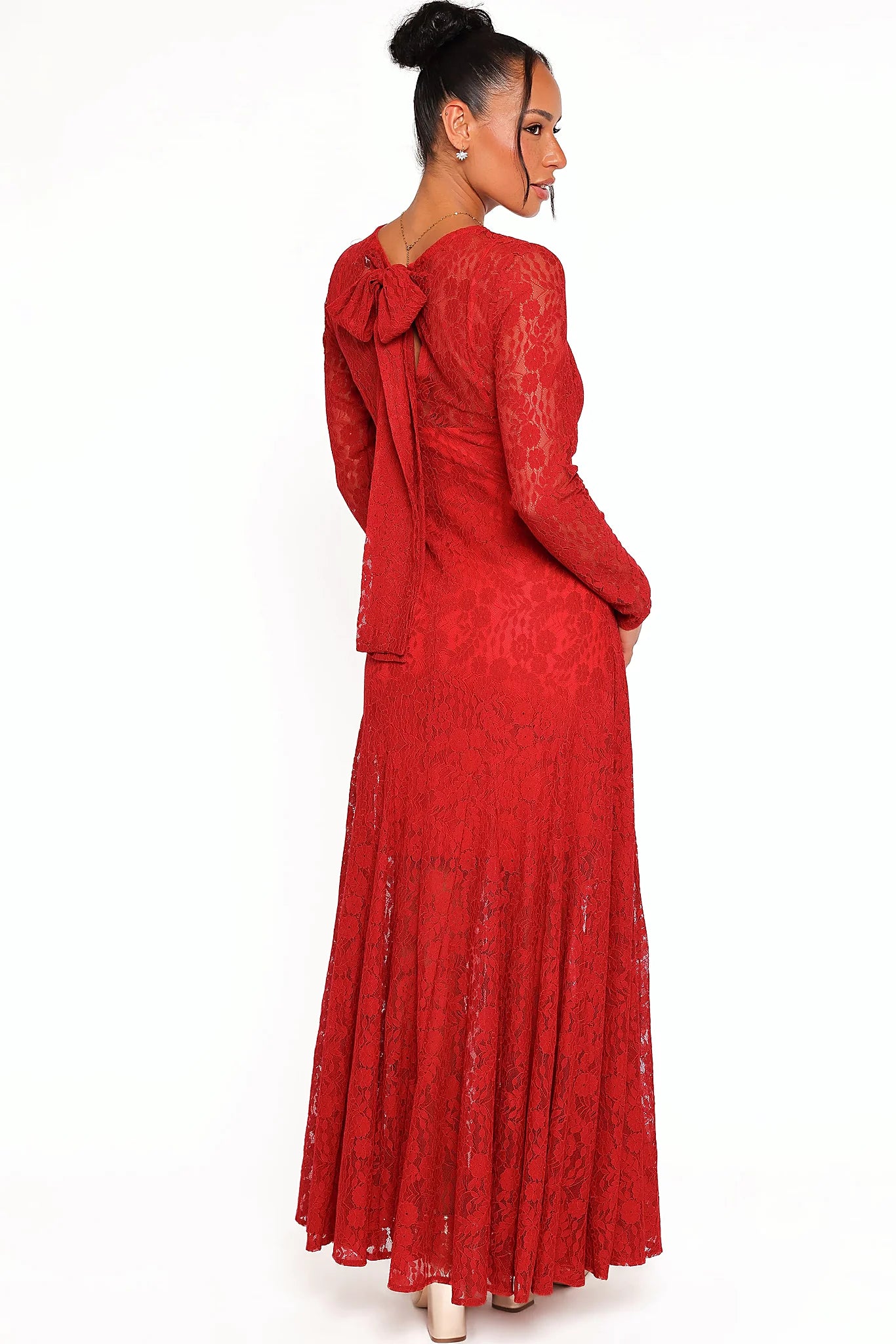 Keani Long Sleeve Maxi Dress - Red