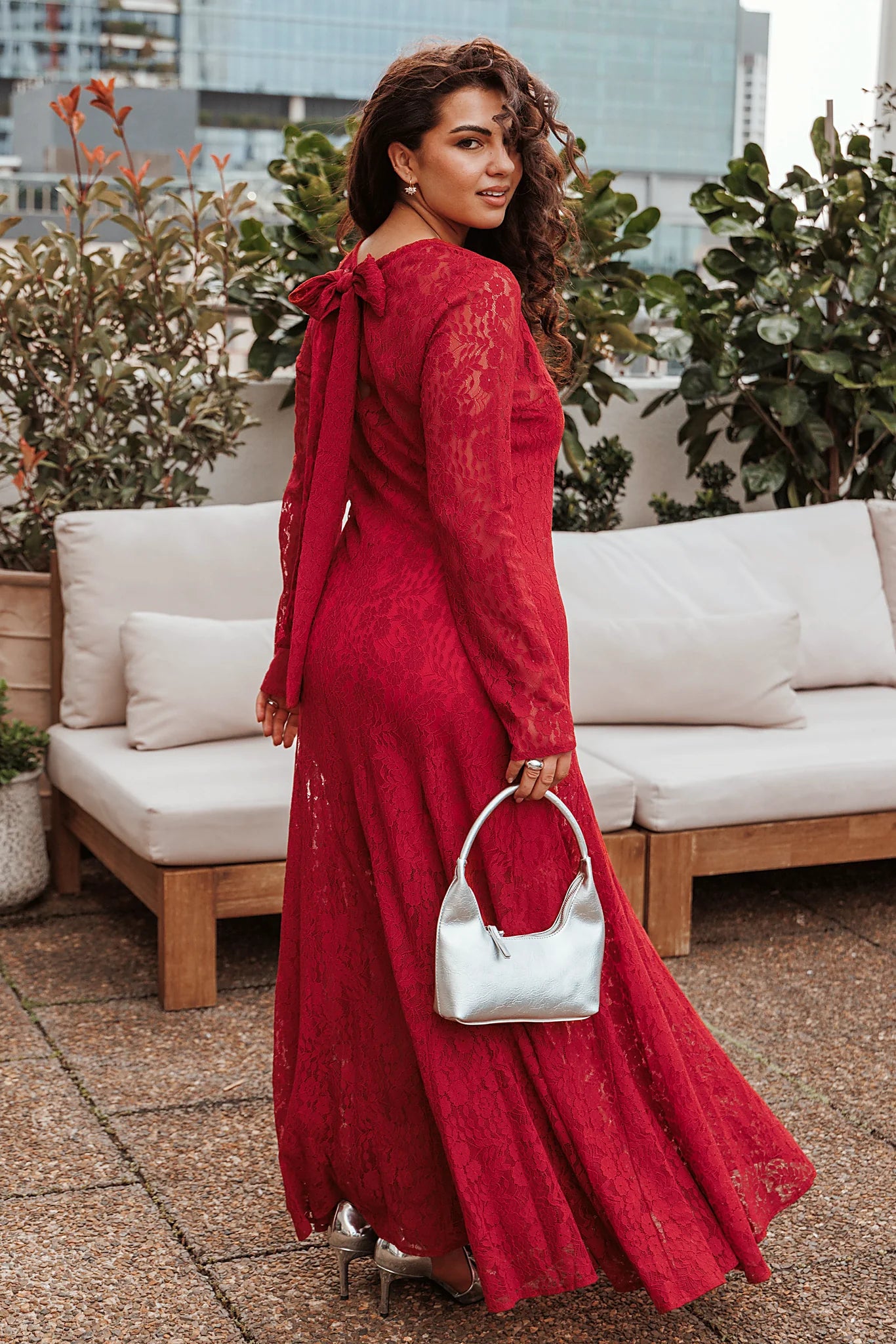 Keani Long Sleeve Maxi Dress - Red
