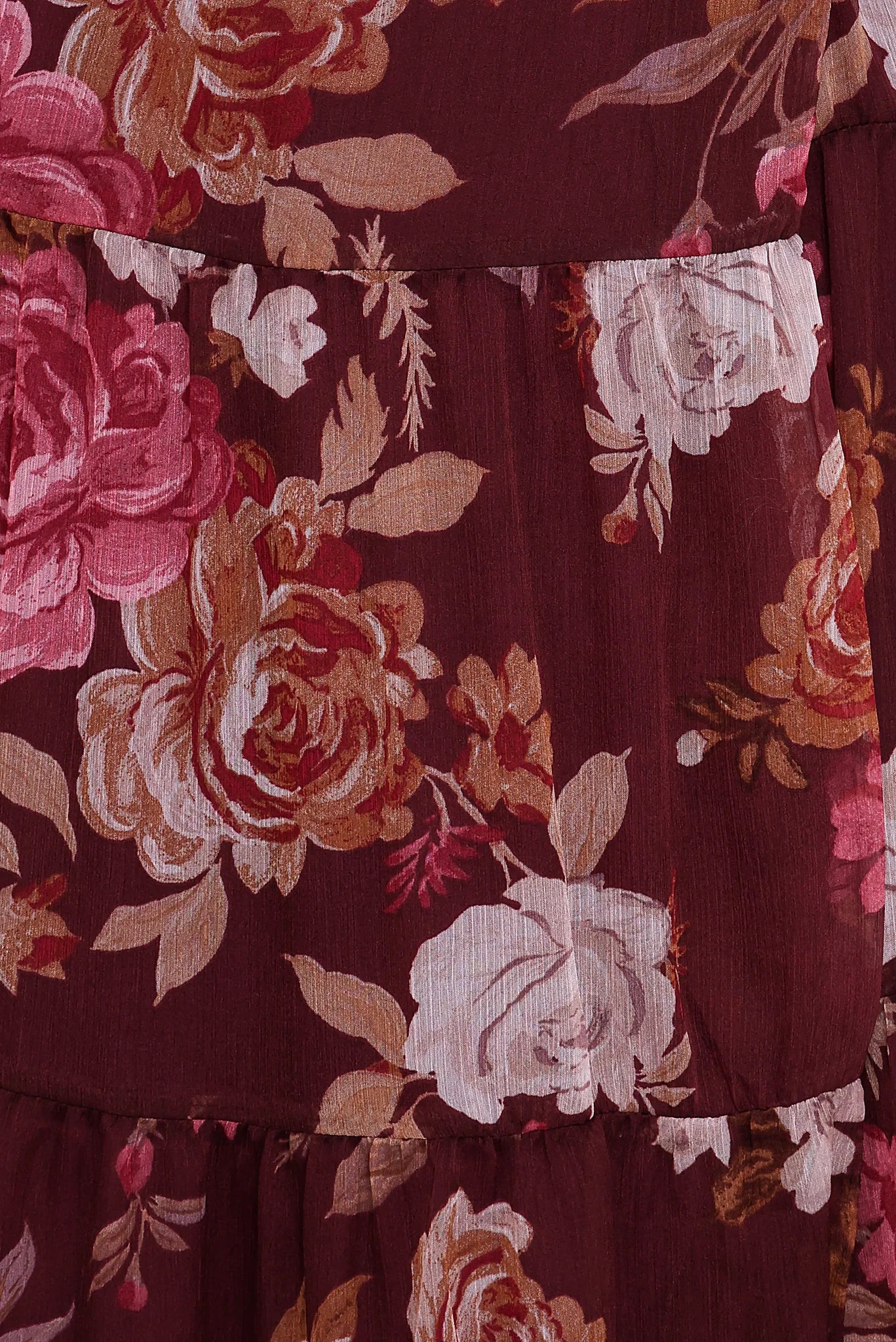 Korina Long Sleeve Maxi Dress - Burgundy Brandy Bloom