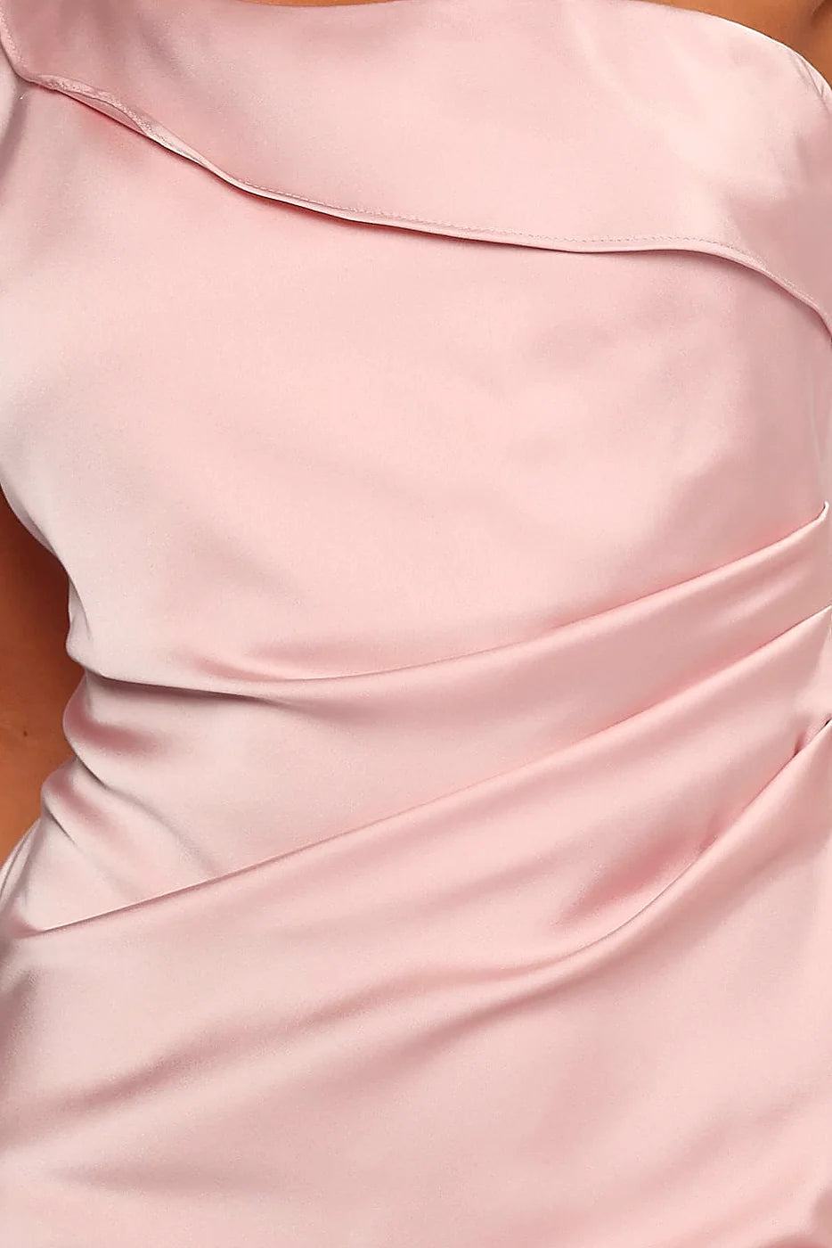 Lolana Draped One Shoulder Dress - Pale Pink