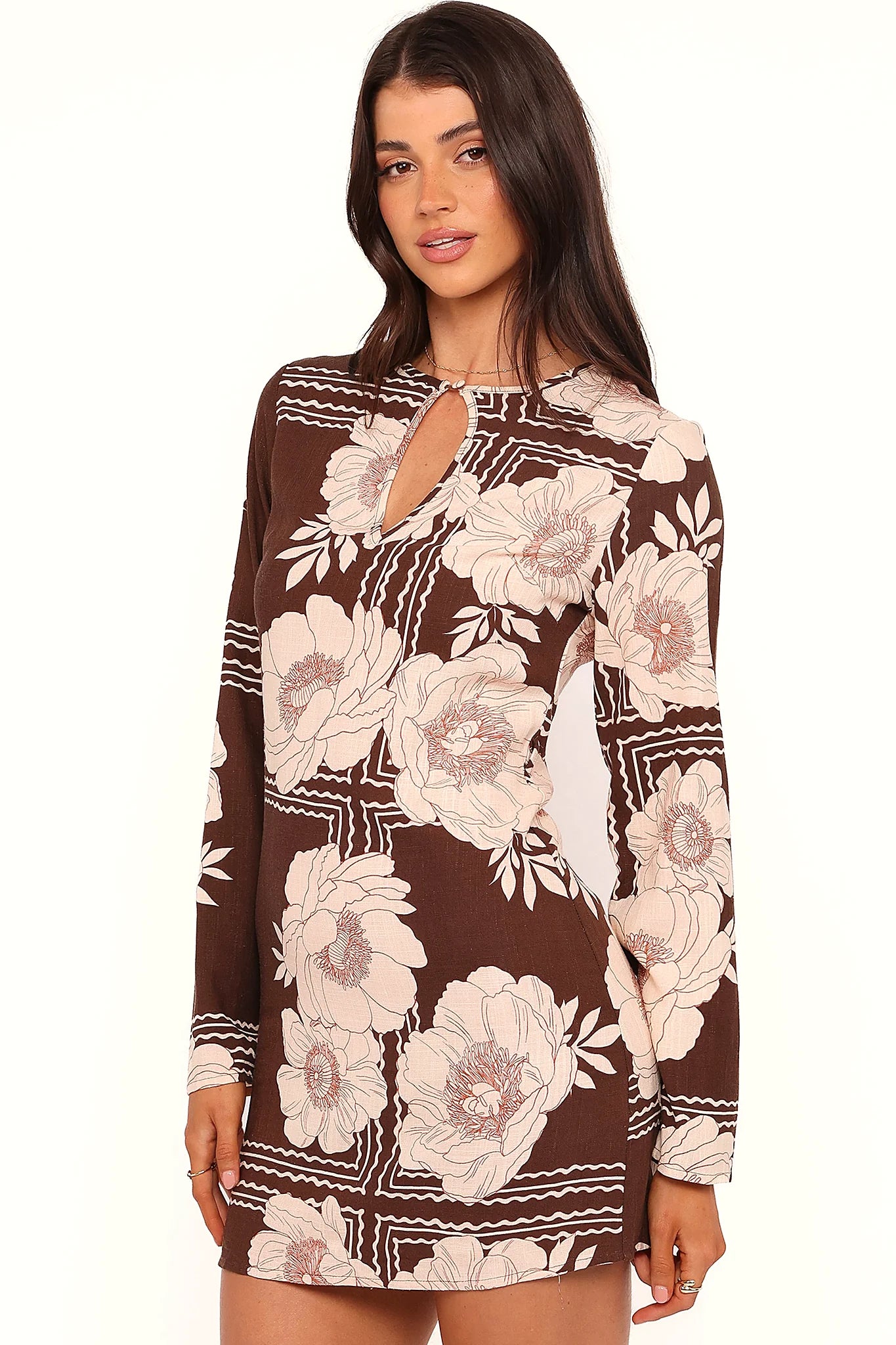 Front cut out fastened with a button